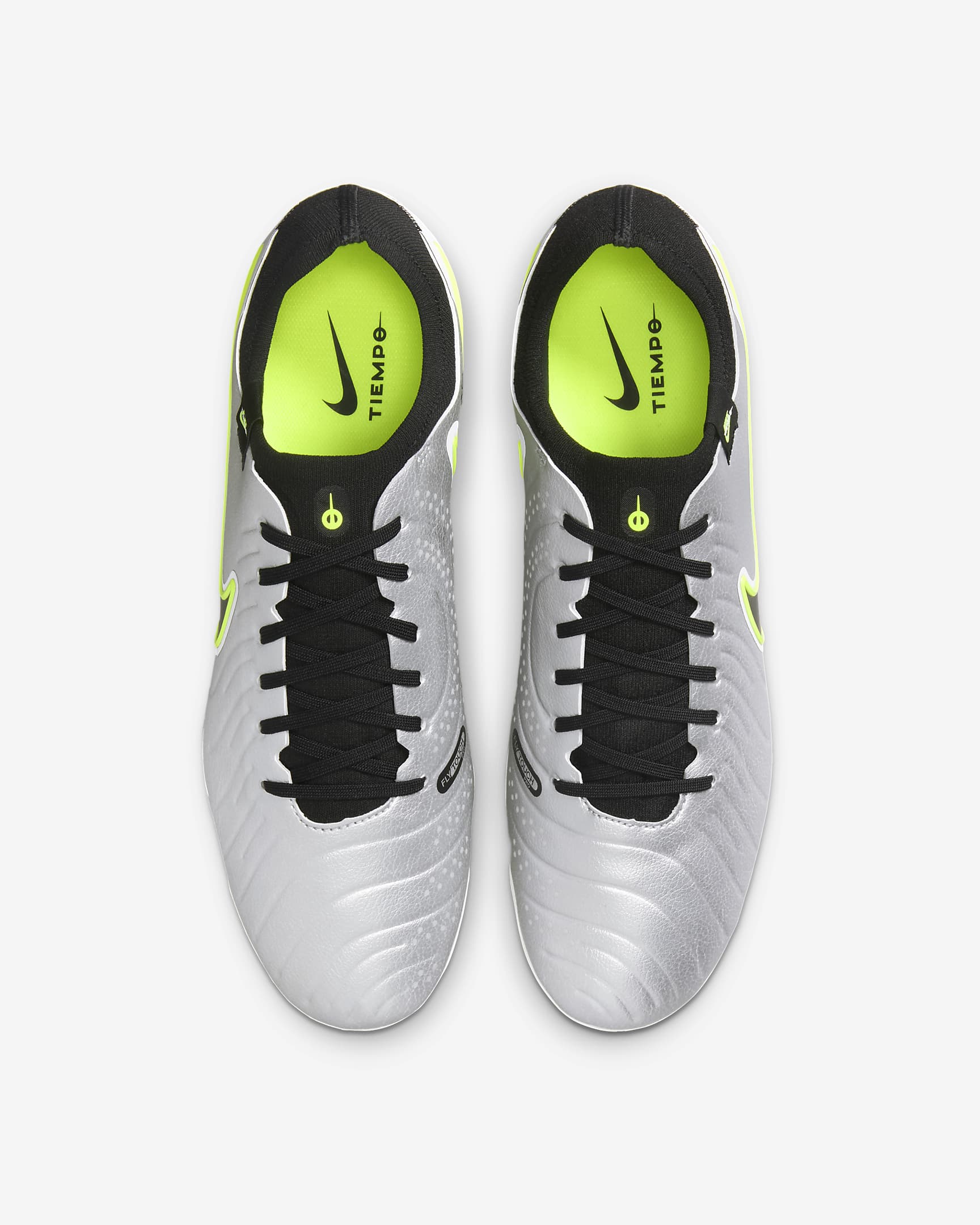 Tacos de fútbol de corte low para terreno firme Nike Tiempo Legend 10 Pro - Plata metalizado/Volt/Negro