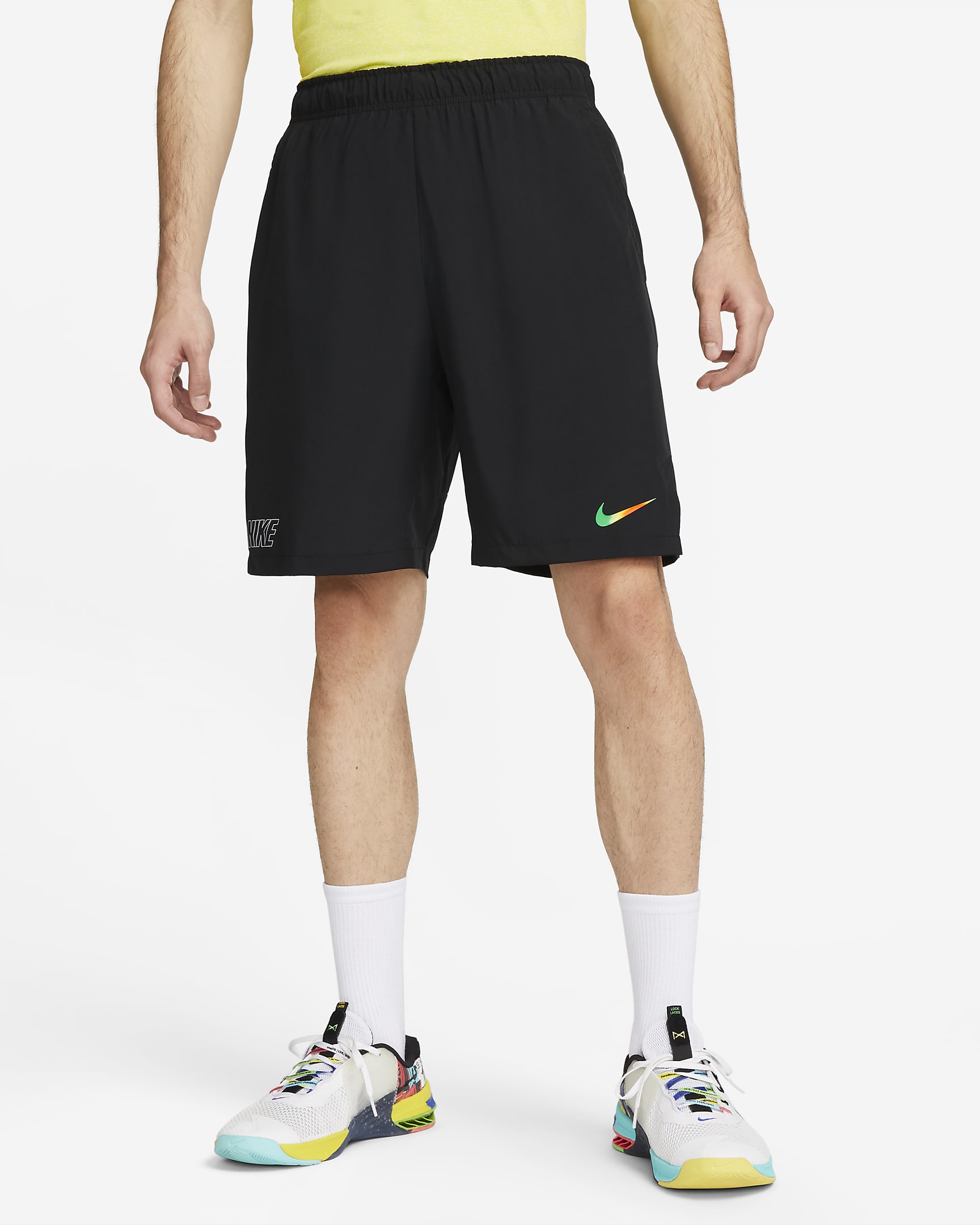 Nike Dri-FIT Flex Men's 9" (23cm approx.) Woven Fitness Shorts - Black/White