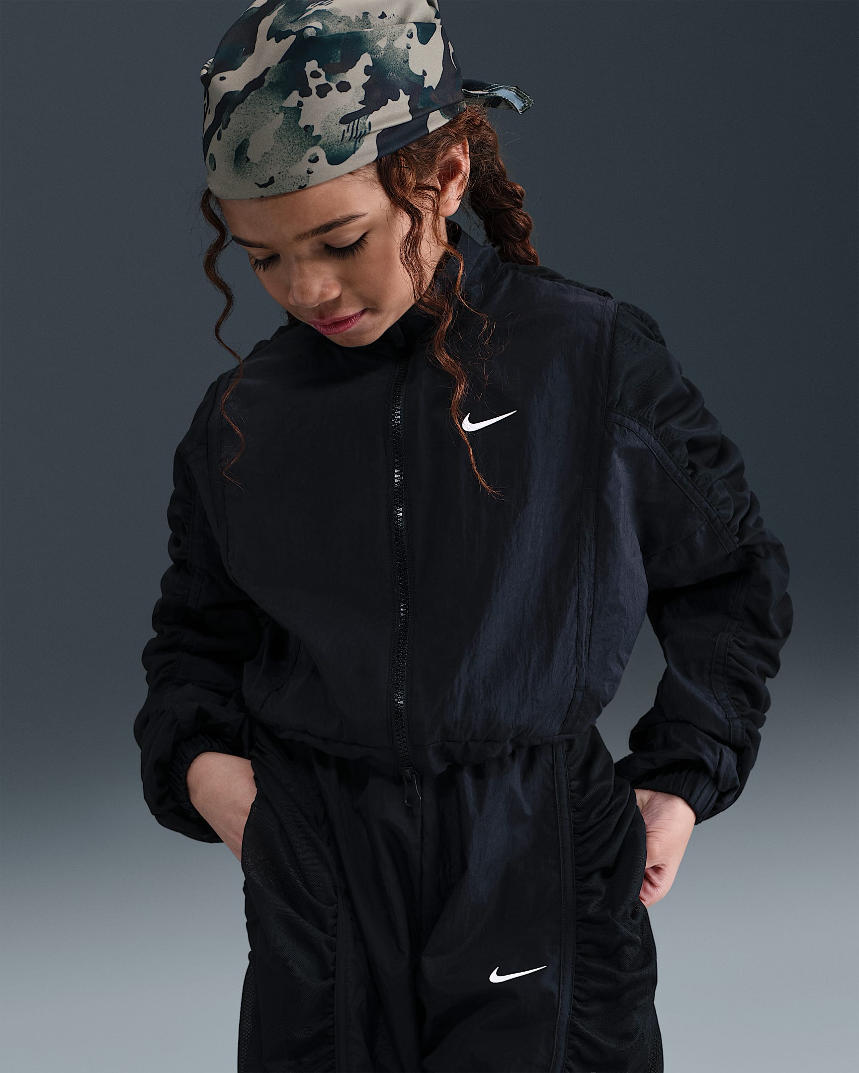 Veste tissée Nike Sportswear pour fille - Noir/Blanc