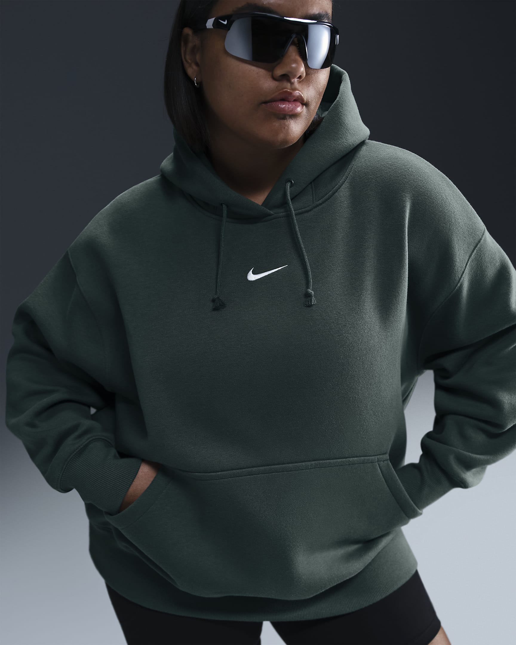 Nike Sportswear Phoenix Fleece Women's Oversized Pullover Hoodie (Plus Size) - Vintage Green/Sail