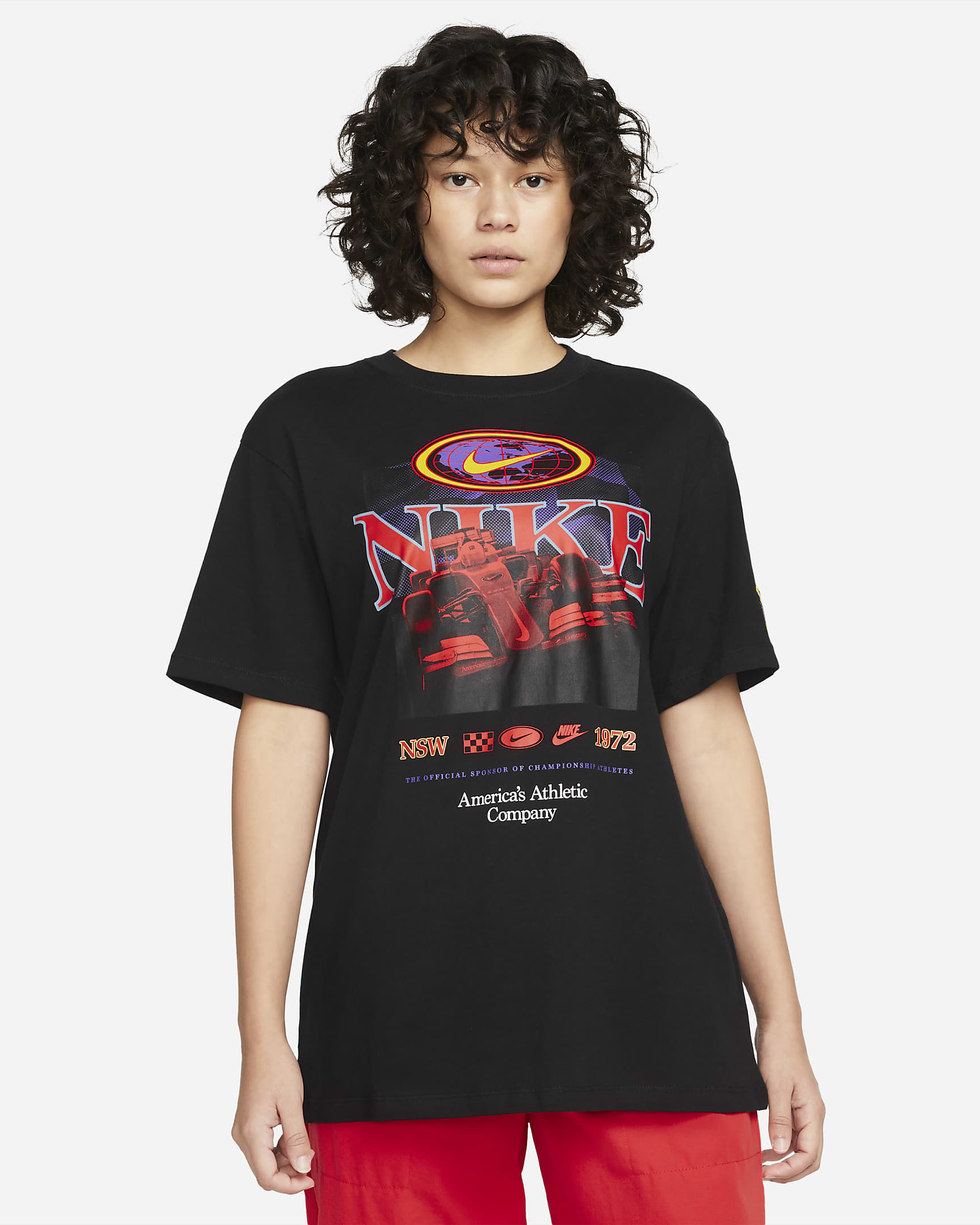 Nike Sportswear Essential Women's Americana T-Shirt - Black/Vivid Sulfur