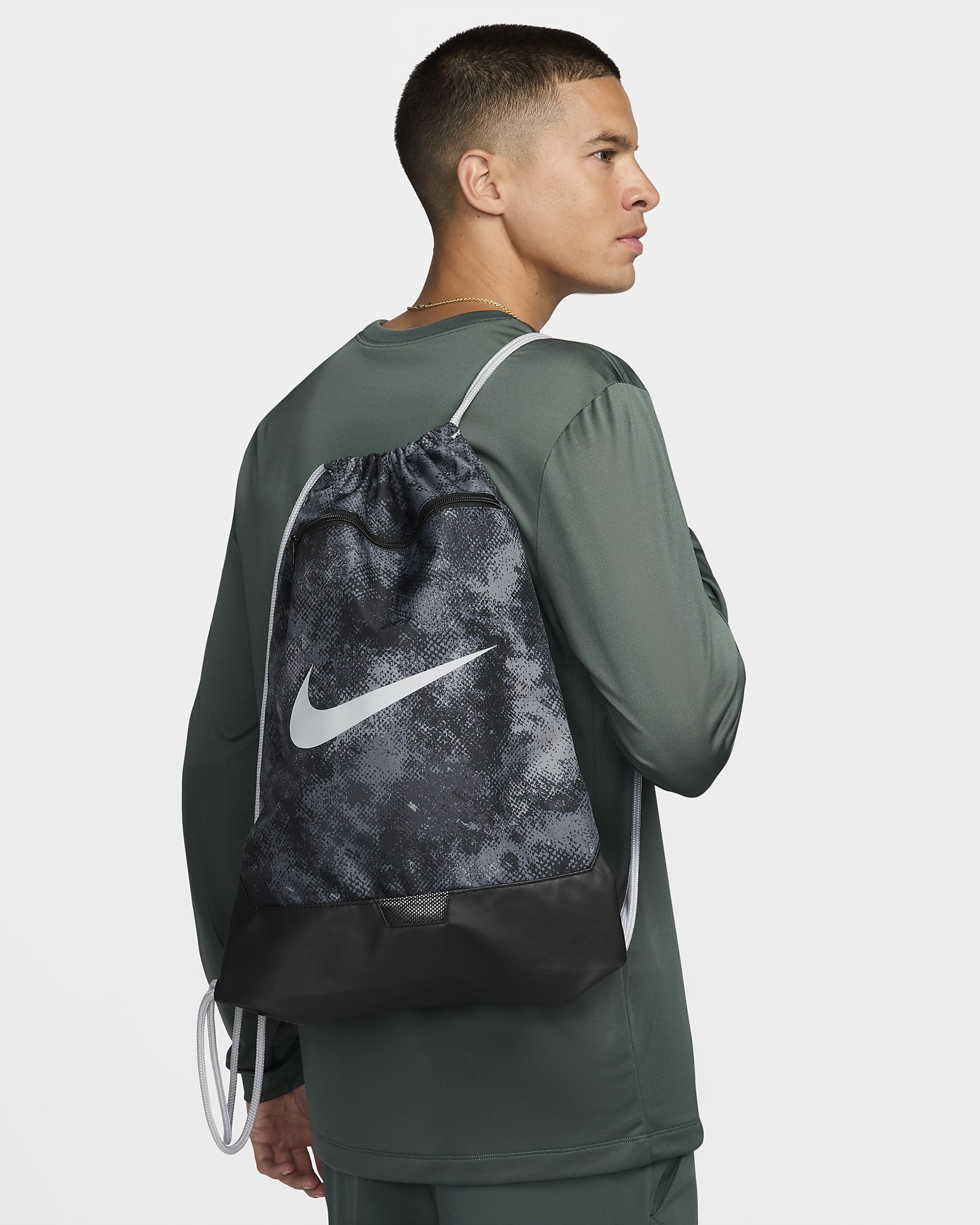 Nike Brasilia 9.5 Drawstring Bag (18L) - Iron Grey/Black/Light Smoke Grey