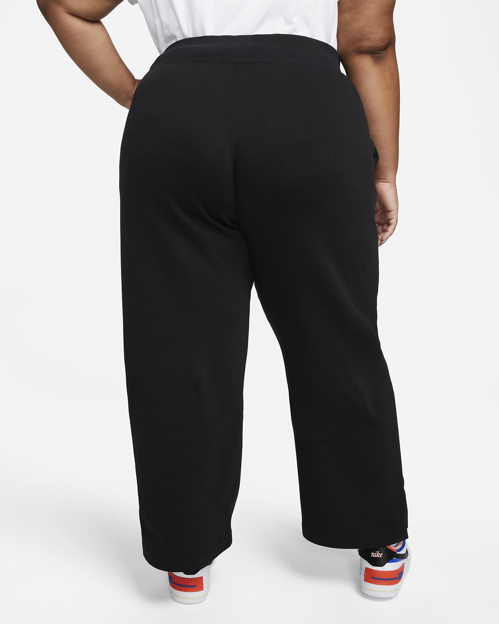 Nike Sportswear Phoenix Fleece Women's High-Waisted Wide-Leg Tracksuit Bottoms (Plus Size) - Black/Sail