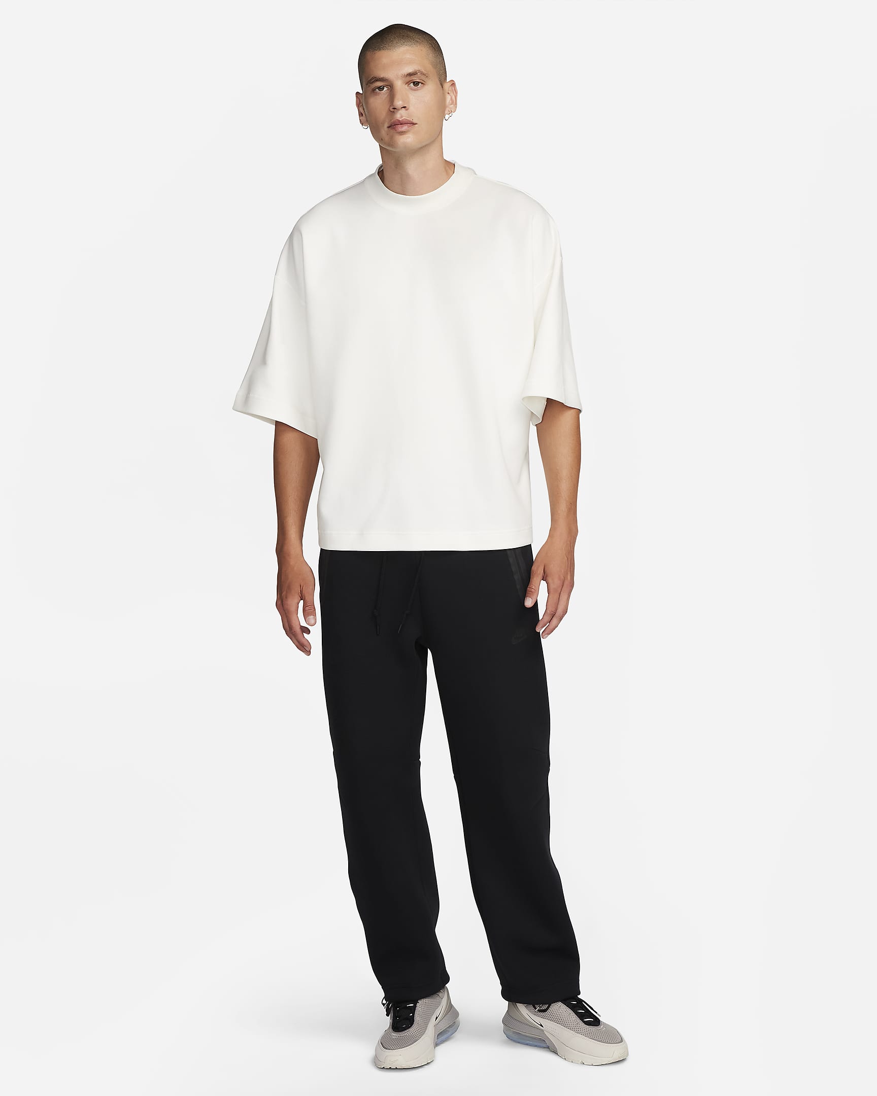 Felpa oversize a manica corta Nike Sportswear Tech Fleece Reimagined – Uomo - Sail