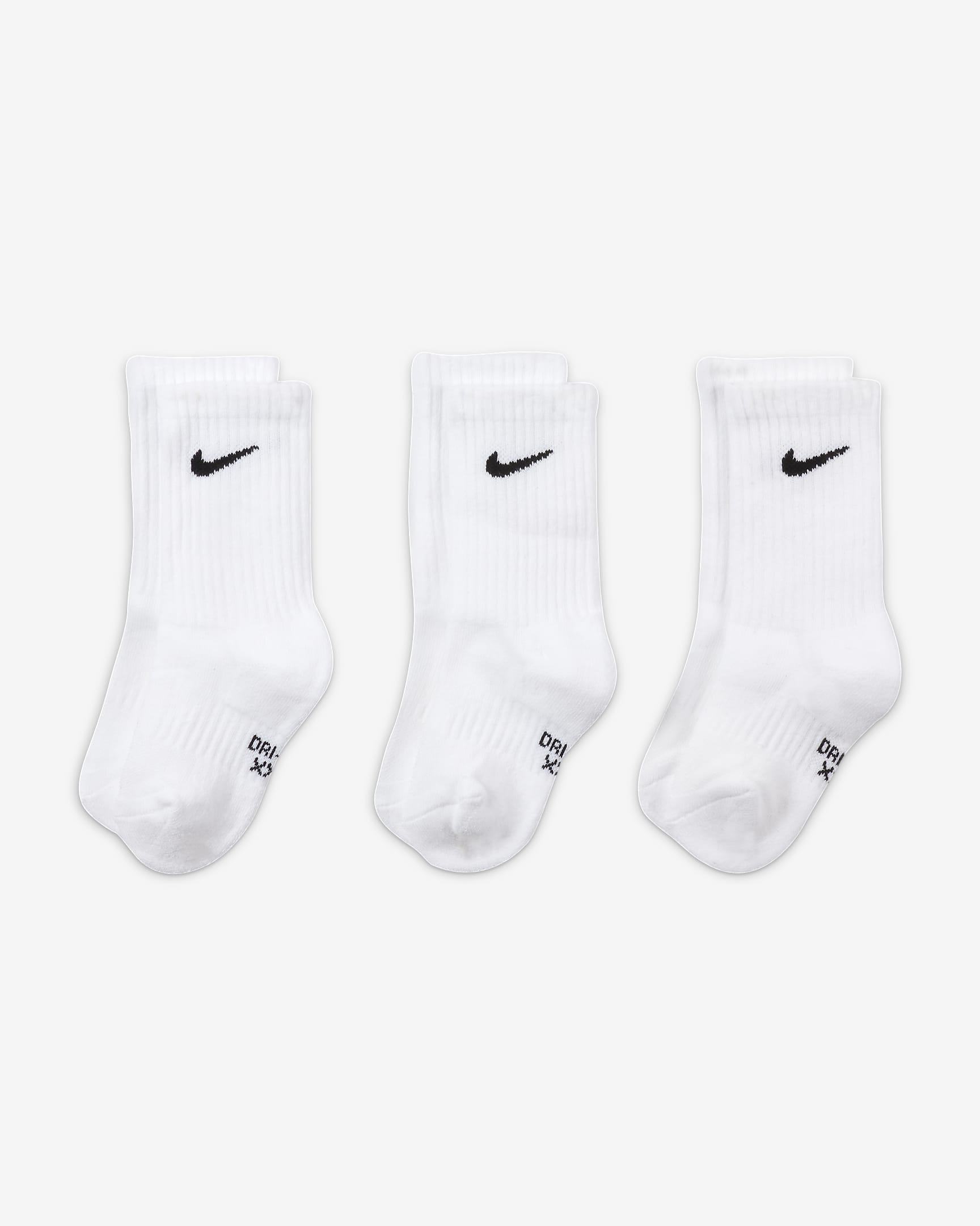 Nike Dri-FIT Little Kids' Crew Socks (3 Pairs) - White