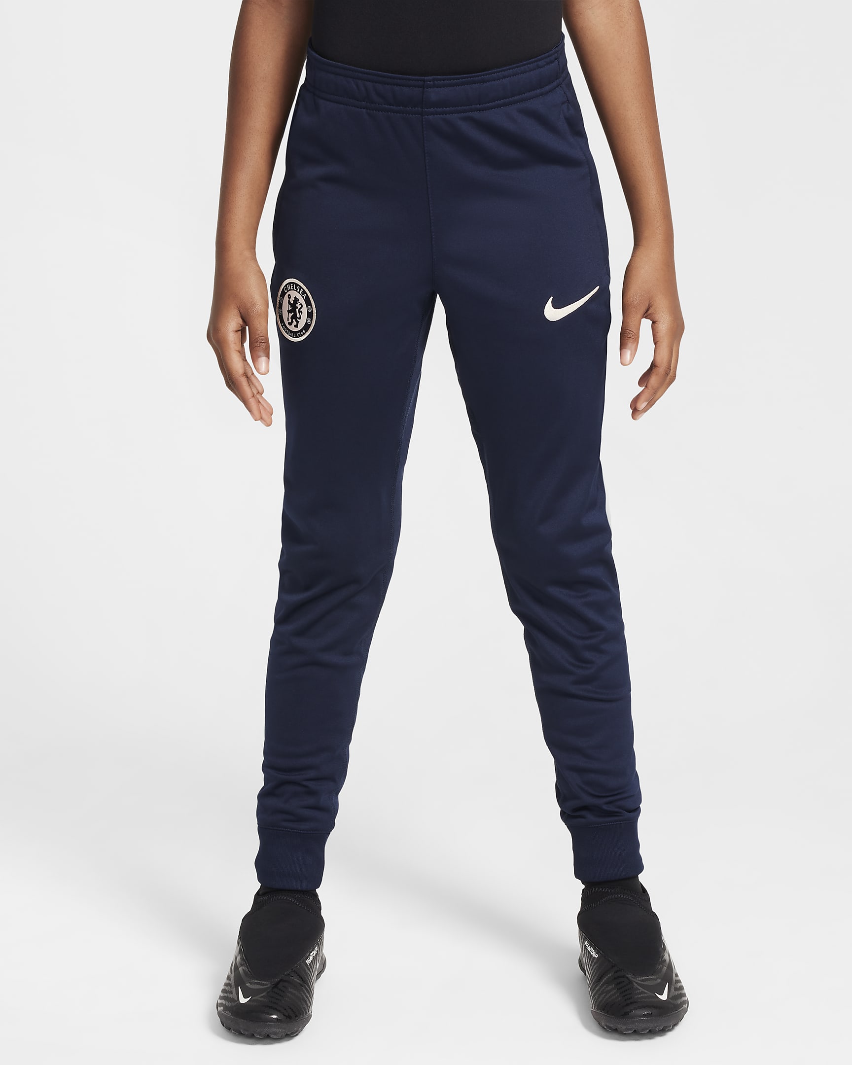 Chelsea F.C. Strike Older Kids' Nike Dri-FIT Football Knit Tracksuit - Obsidian/Light Photo Blue/Guava Ice