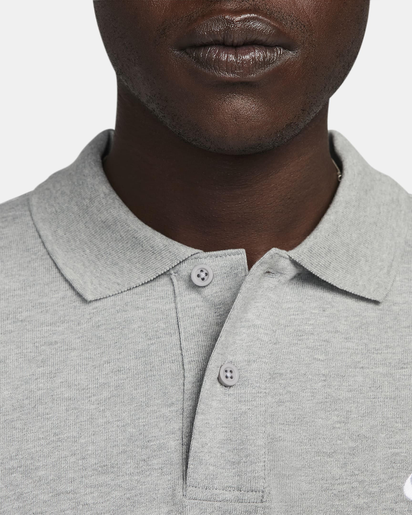 Polo en maille à manches longues Nike Club pour homme - Dark Grey Heather/Blanc