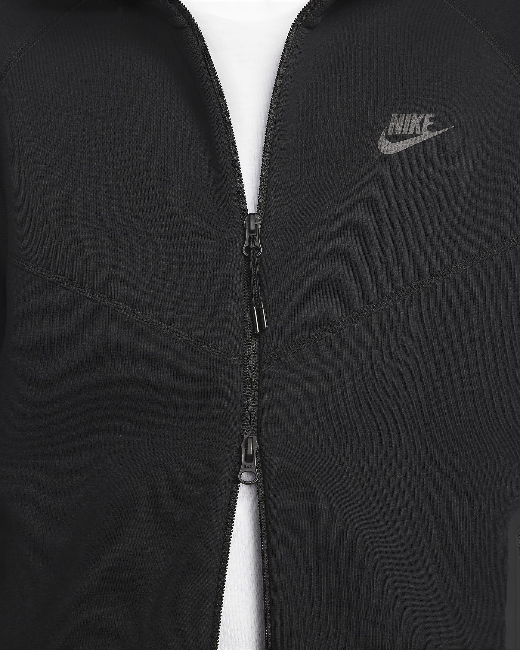 Felpa con cappuccio e zip a tutta lunghezza Nike Sportswear Tech Fleece Windrunner - Uomo - Nero/Nero