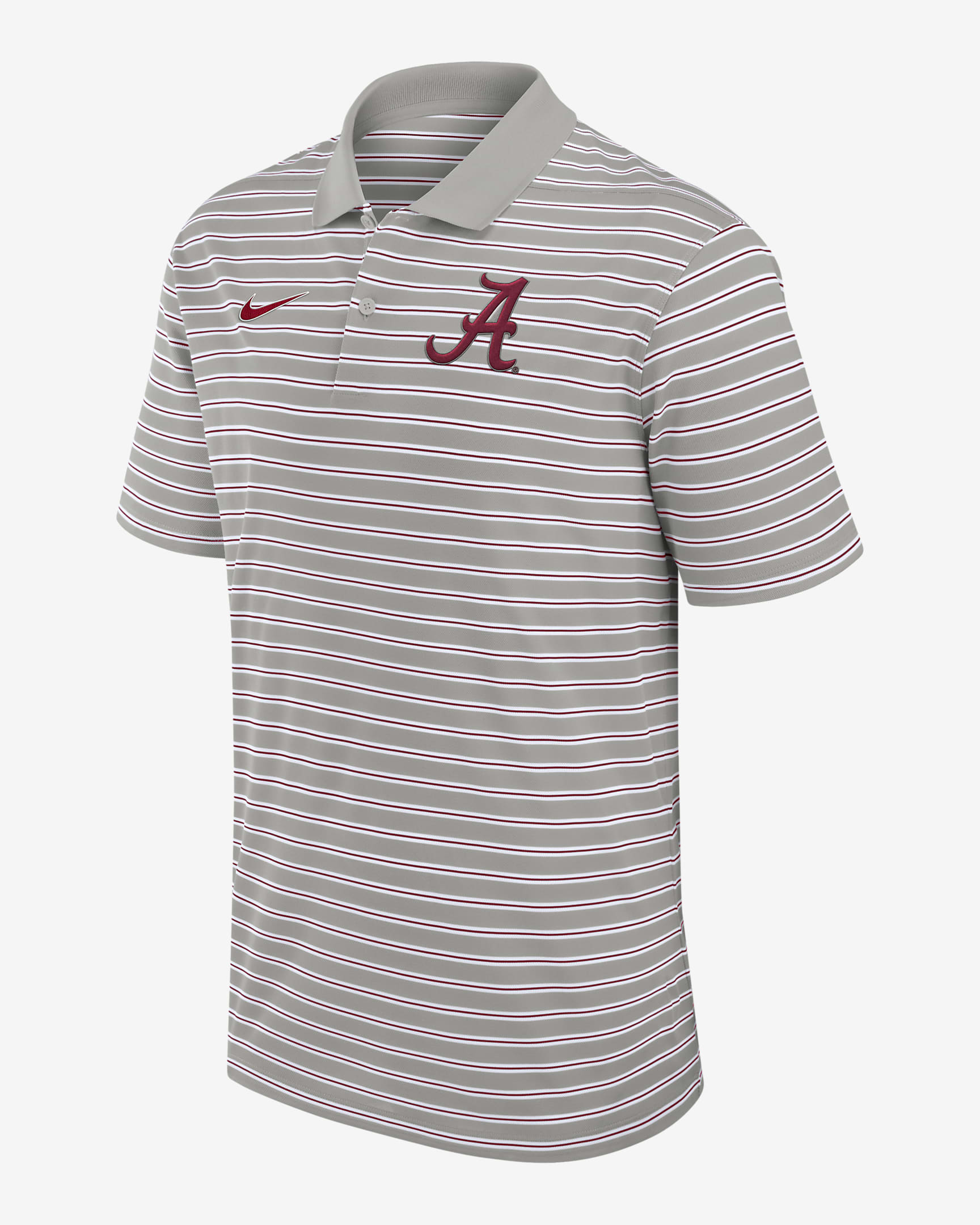 Alabama Crimson Tide Primetime Victory Striped Men's Nike Dri-FIT College Polo - Pewter