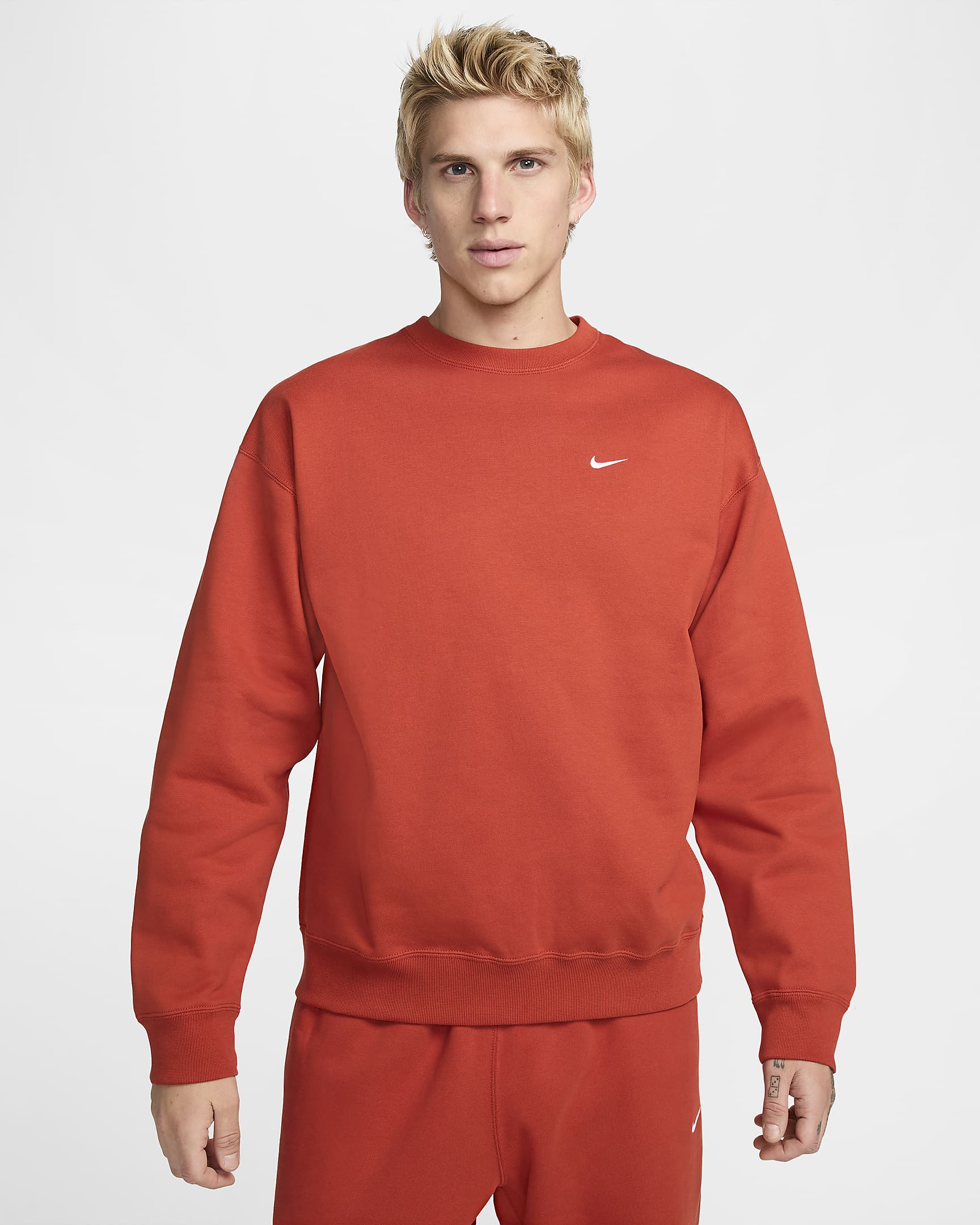 Haut en tissu Fleece Nike Solo Swoosh pour Homme - Dragon Red/Blanc