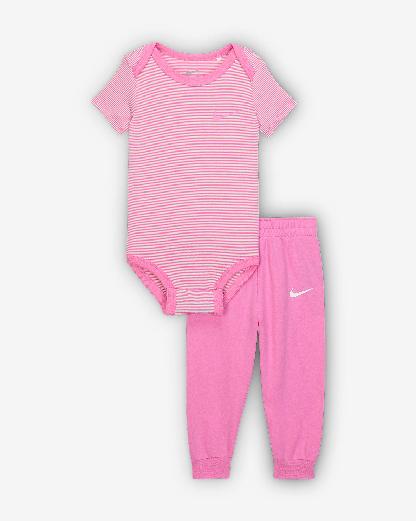 Nike Baby (0-6M) Striped Bodysuit and Joggers Set - Playful Pink