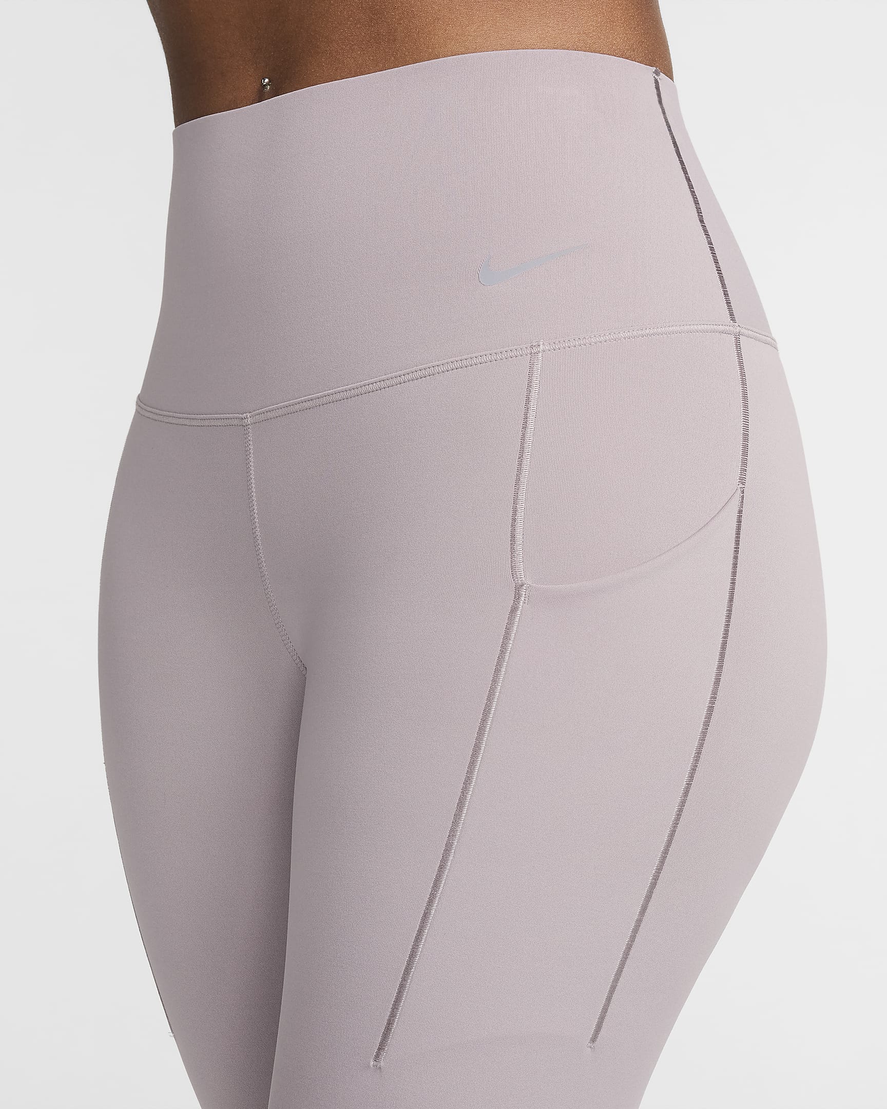 Nike Universa Lange legging met hoge taille, zakken en medium ondersteuning voor dames - Light Violet Ore/Zwart