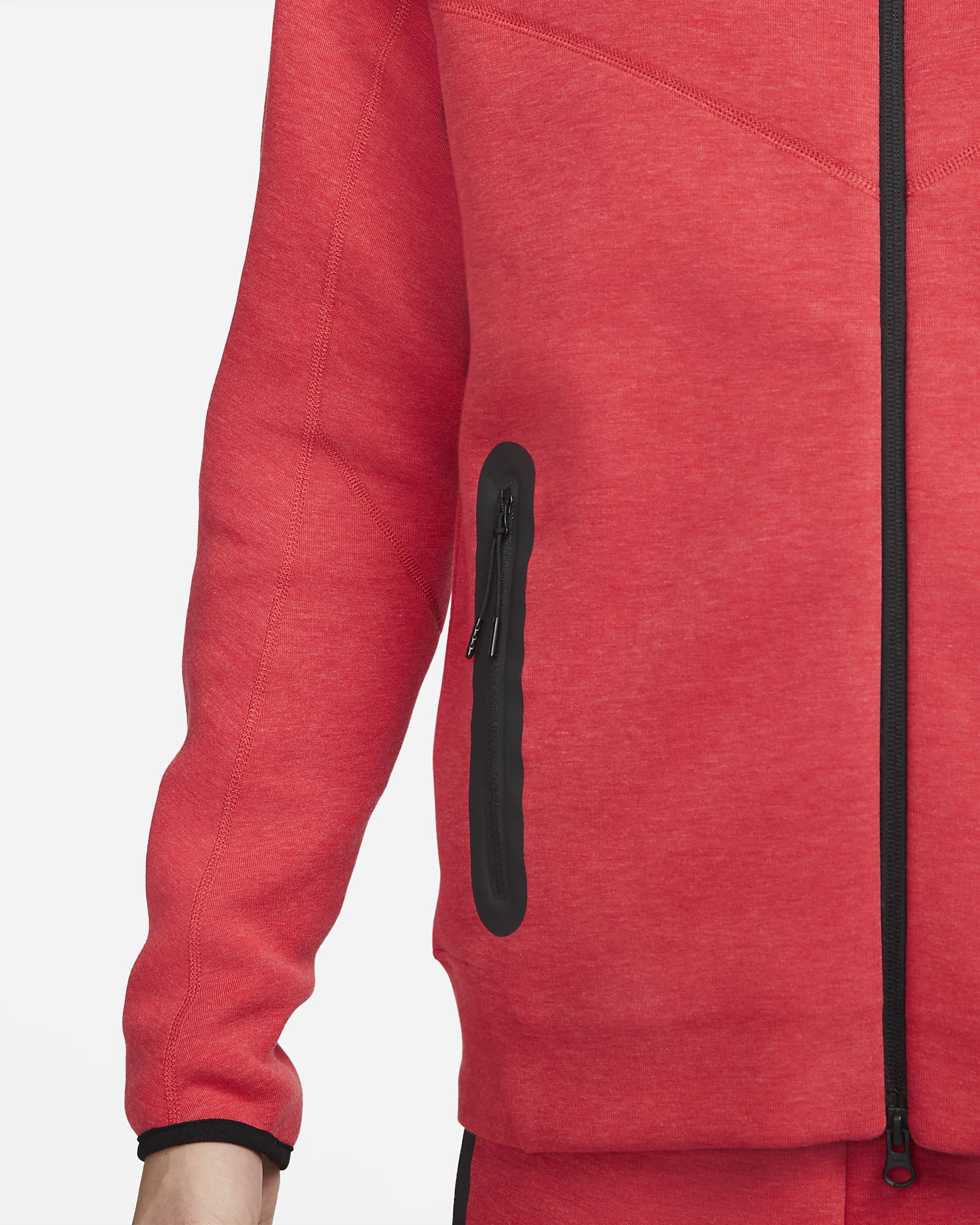 Nike Sportswear Tech Fleece Windrunner Herren-Hoodie mit durchgehendem Reißverschluss - Light University Red Heather/Schwarz