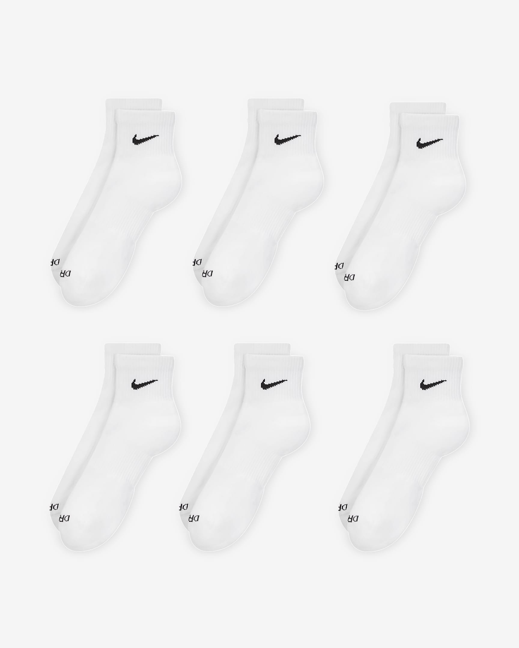 Calcetines al tobillo de entrenamiento Nike Everyday Plus Cushioned (6 pares) - Blanco/Negro