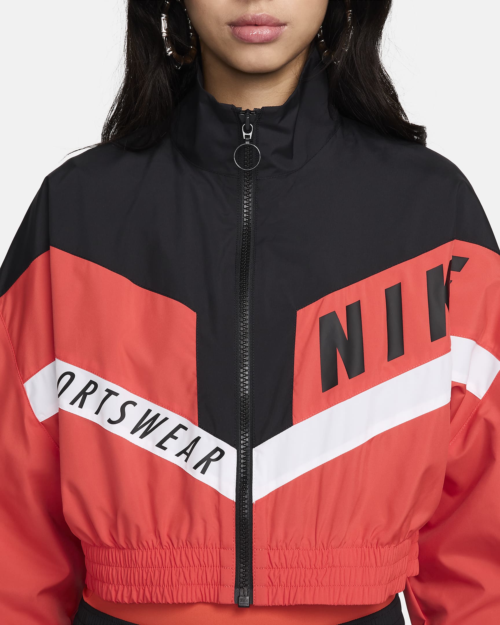 Nike Sportswear Damenjacke aus Webmaterial - Light Crimson/Schwarz/Schwarz