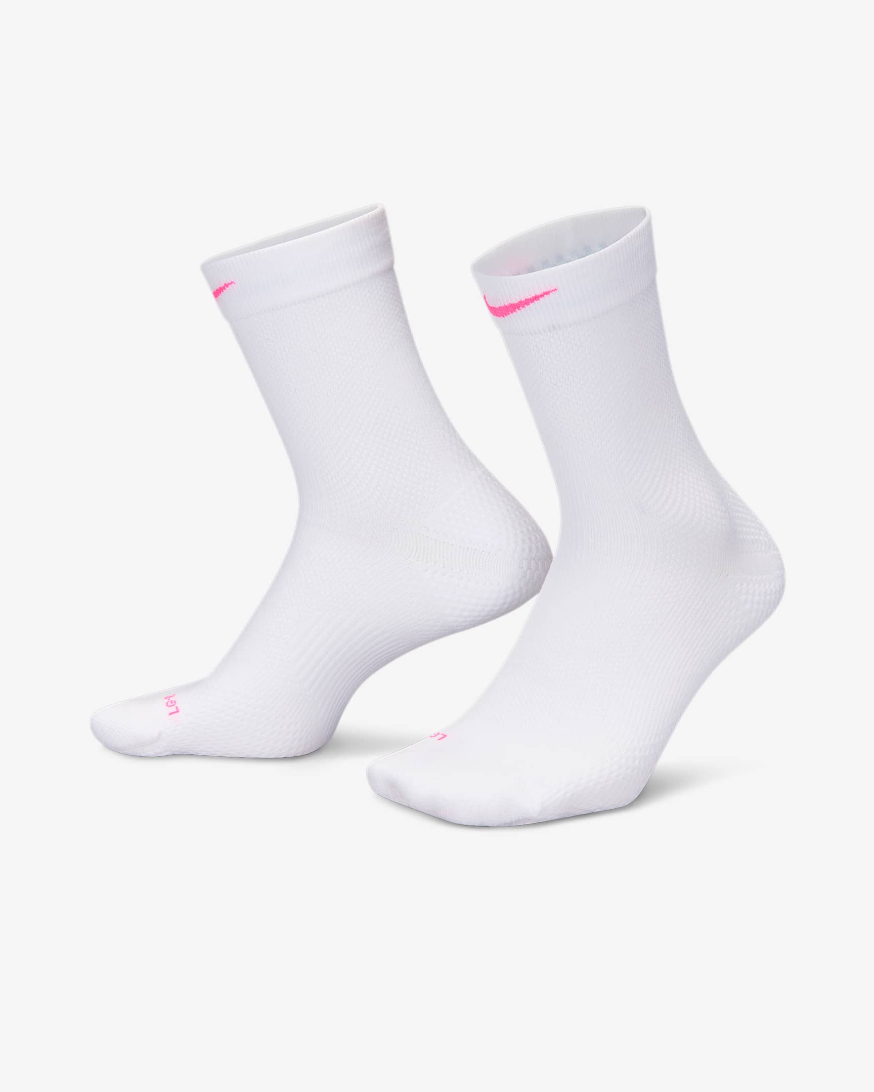 Nike Running Lightweight Micro Crew Socks (1 Pair) - White/Black/Pure Platinum/Hyper Pink