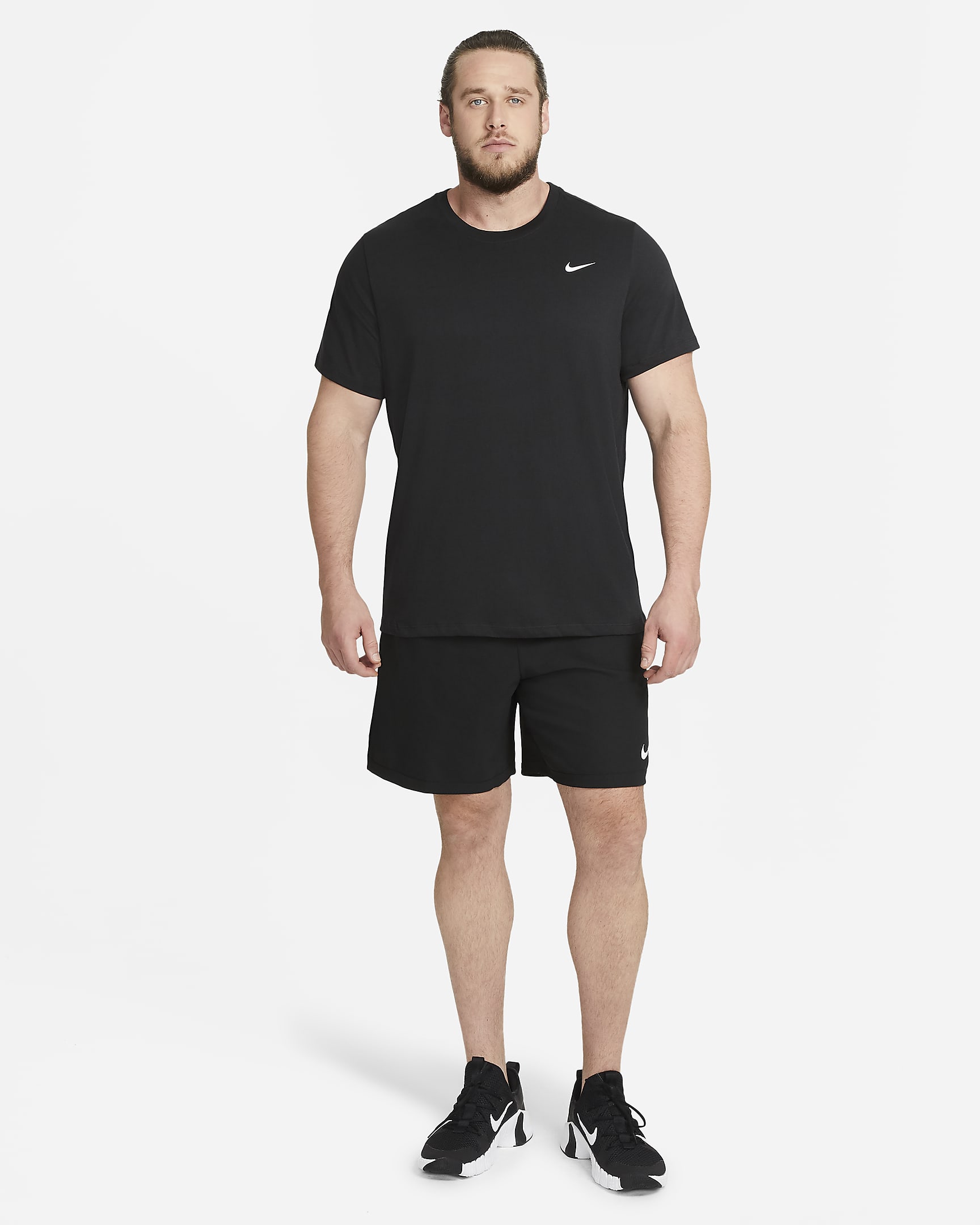 Nike Dri-FIT férfi fitneszpóló - Fekete/Fehér