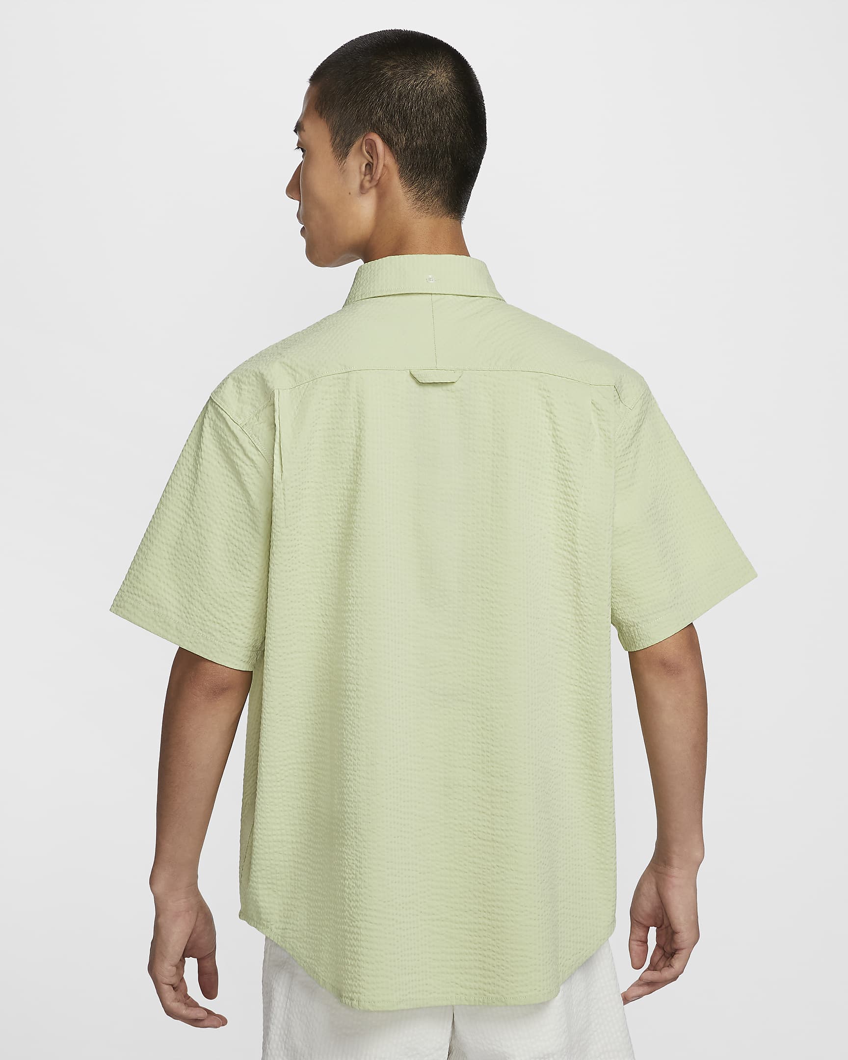 Nike Life Men's Short-Sleeve Seersucker Button-Down Shirt - Olive Aura/Olive Aura