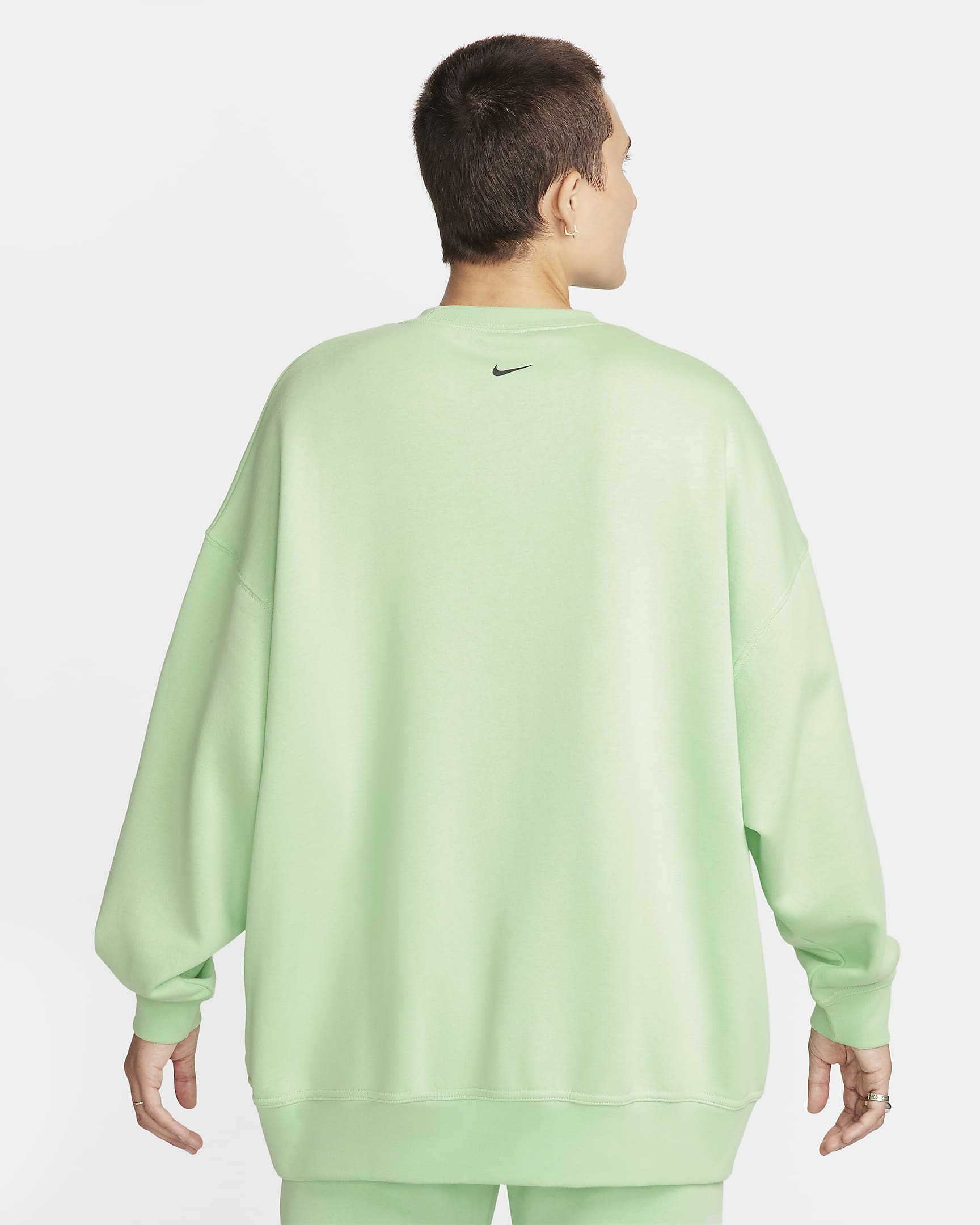 Nike Sportswear extragroßes Fleece-Sweatshirt mit Rundhalsausschnitt für Damen - Vapor Green/Schwarz