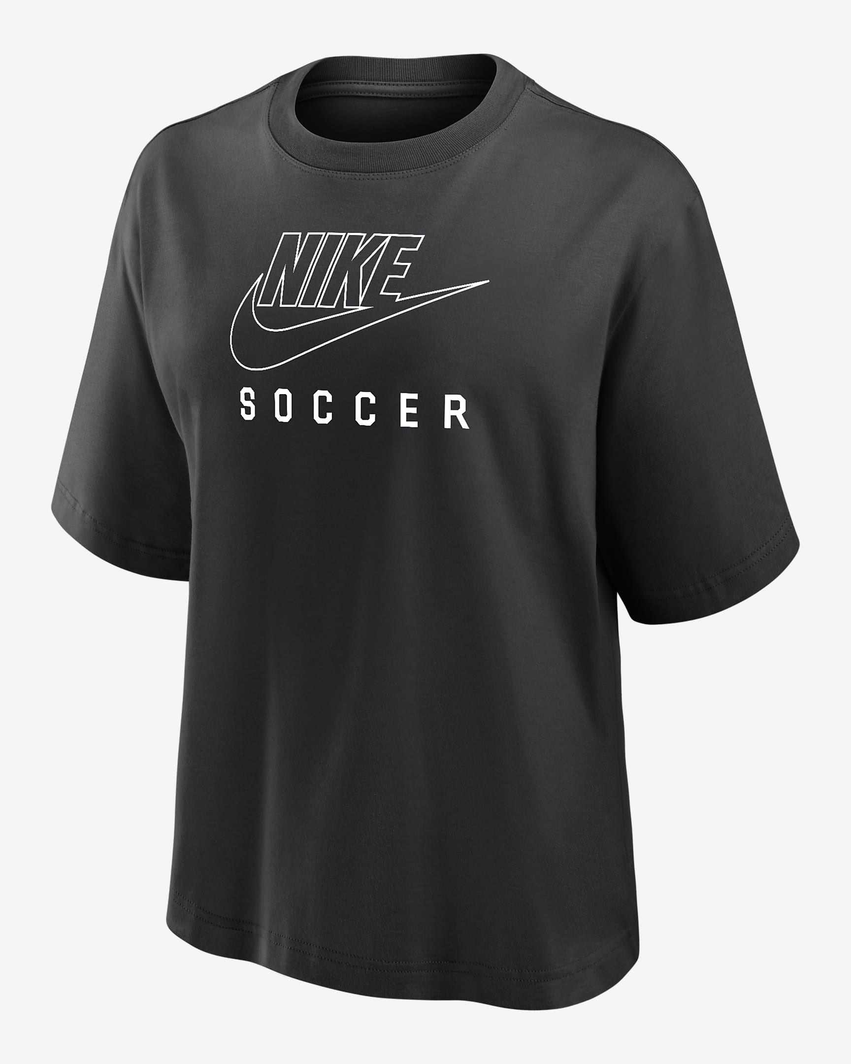 Playera de fútbol de corte cuadrado para mujer Nike Swoosh - Negro