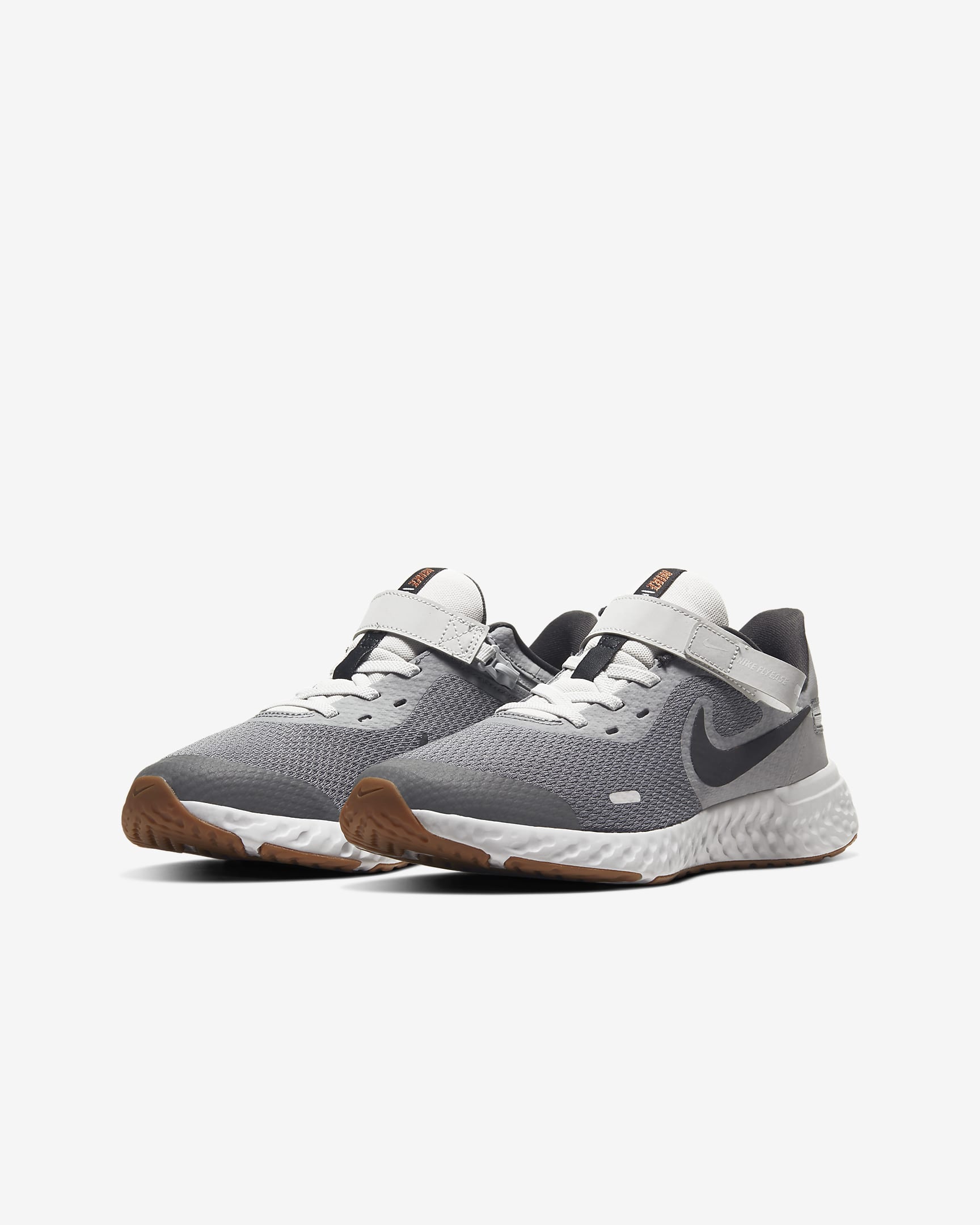 Nike Revolution 5 FlyEase Older Kids' Running Shoes (Wide) - Light Smoke Grey/Photon Dust/Gum Medium Brown/Dark Smoke Grey