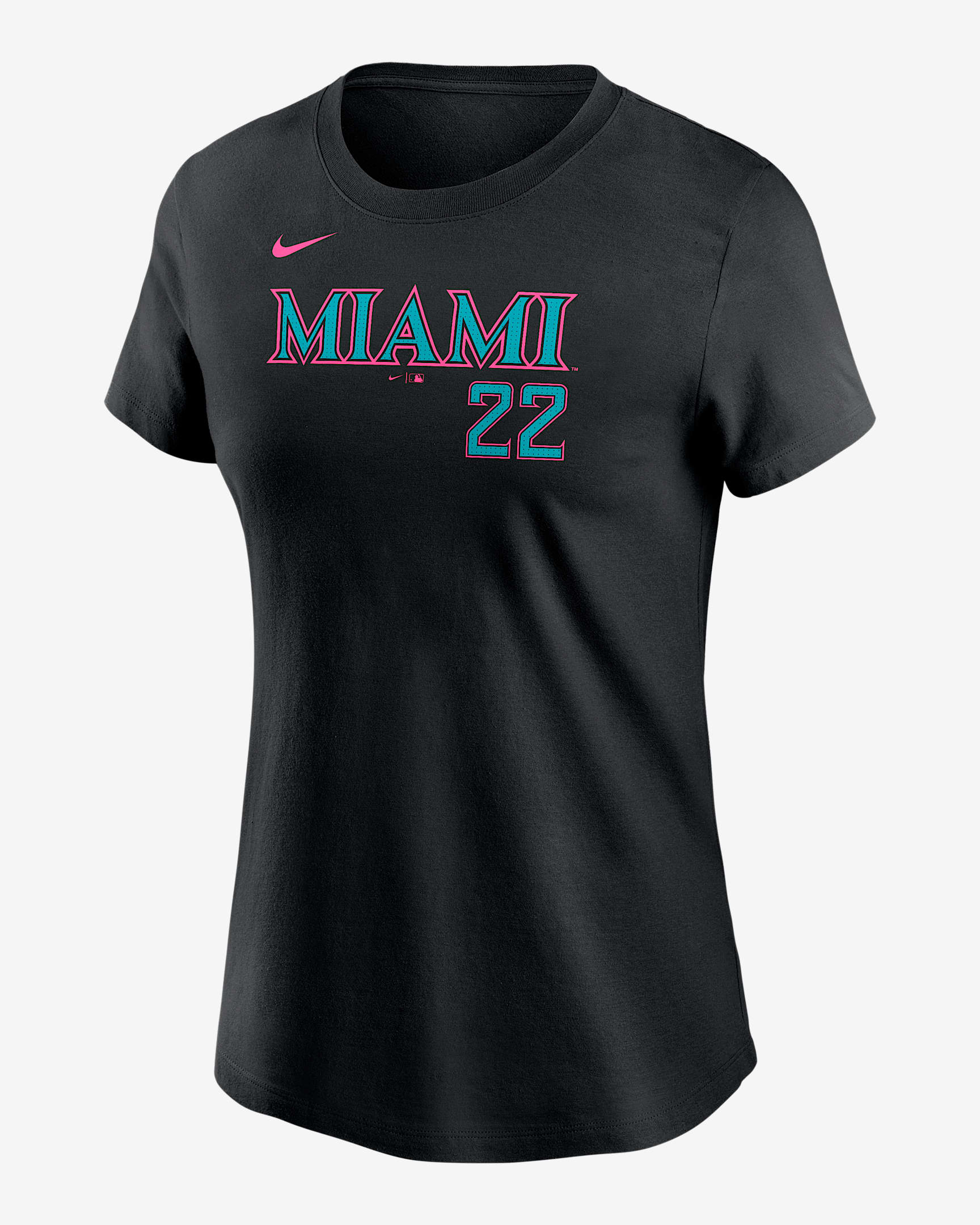 Playera Nike de la MLB para mujer Sandy Alcántara Miami Marlins City Connect Fuse - Negro