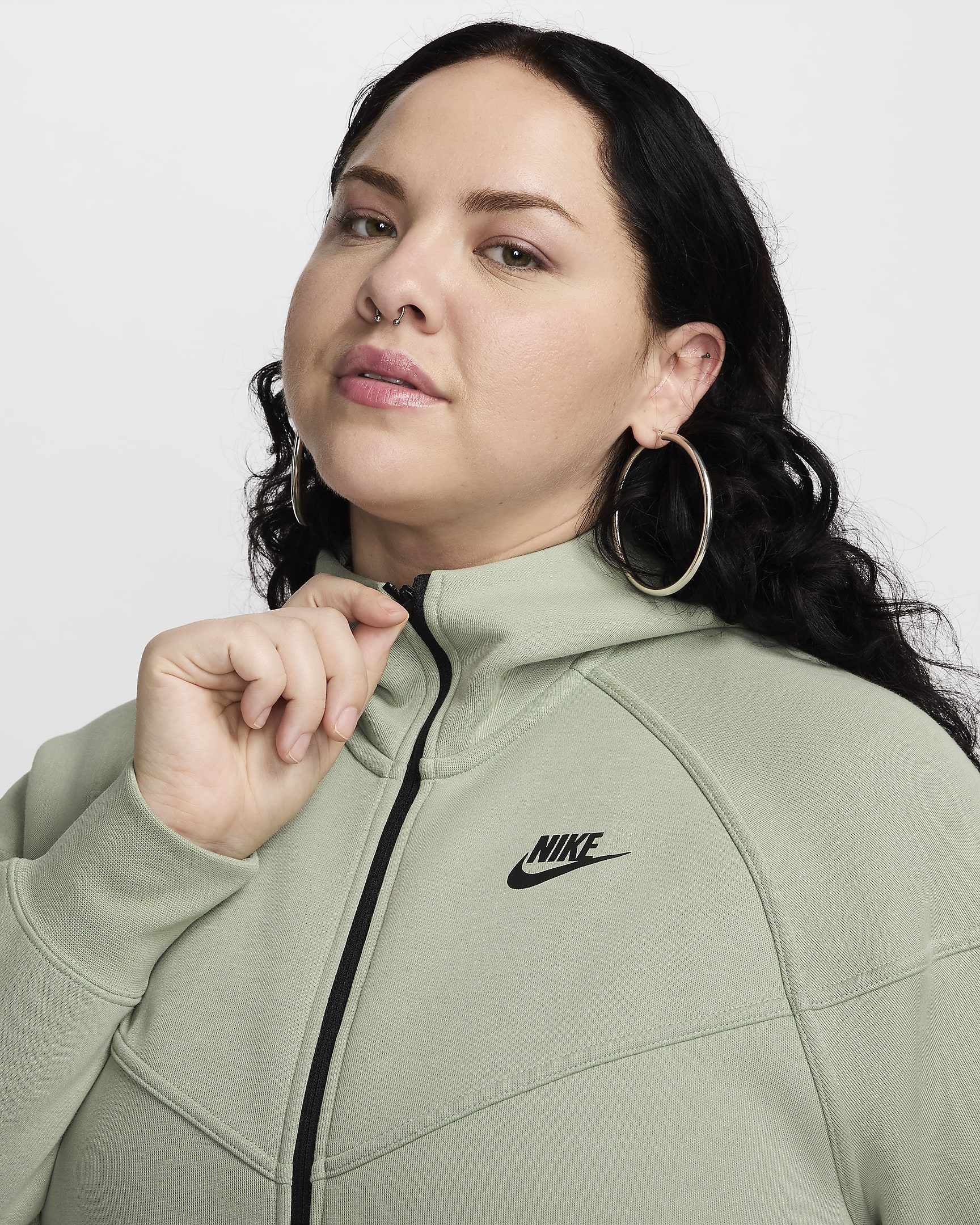 Nike Sportswear Tech Fleece Windrunner Women's Full-Zip Hoodie (Plus Size) - Jade Horizon/Black