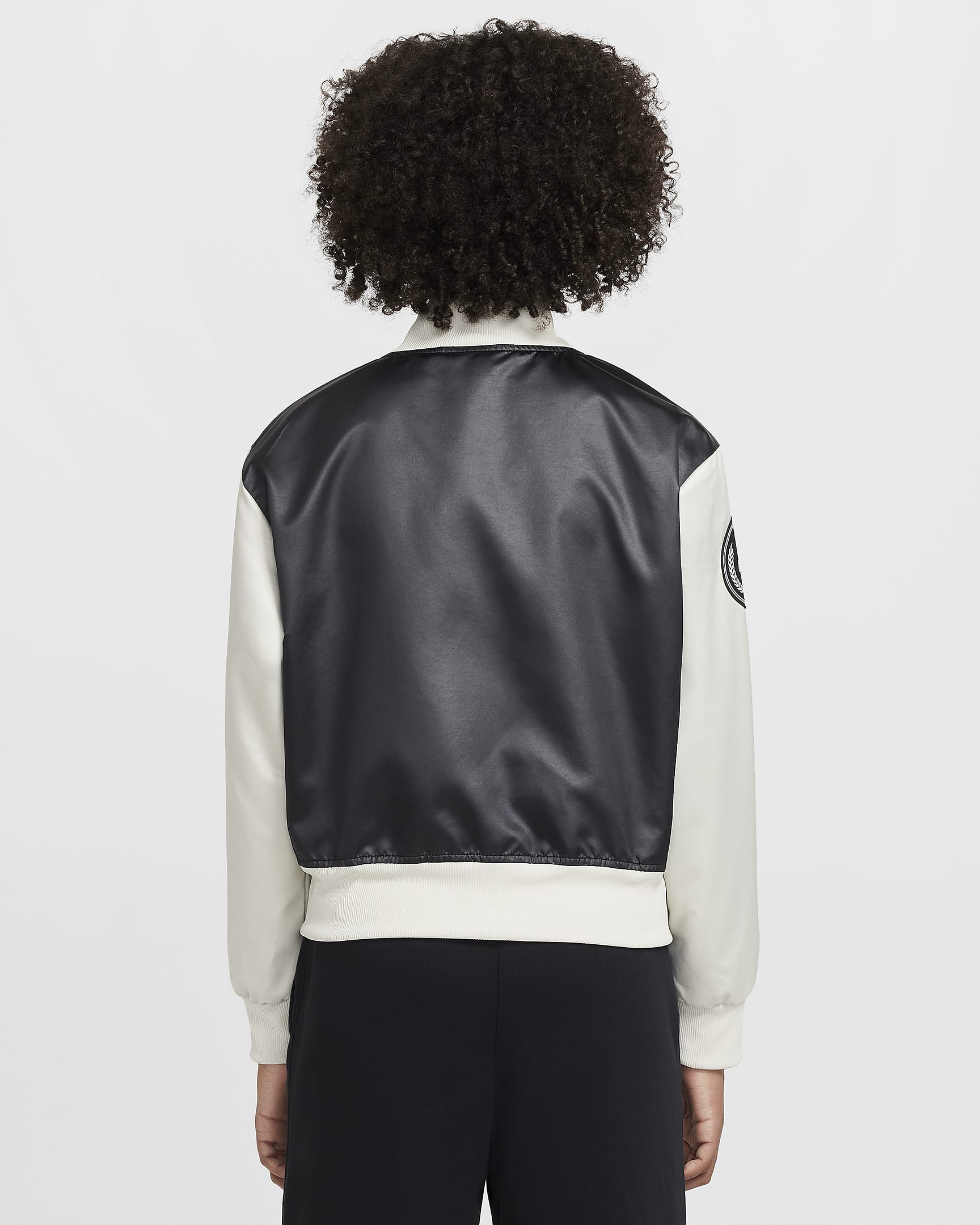 Nike Sportswear Girls' Varsity Jacket - Black/Light Bone