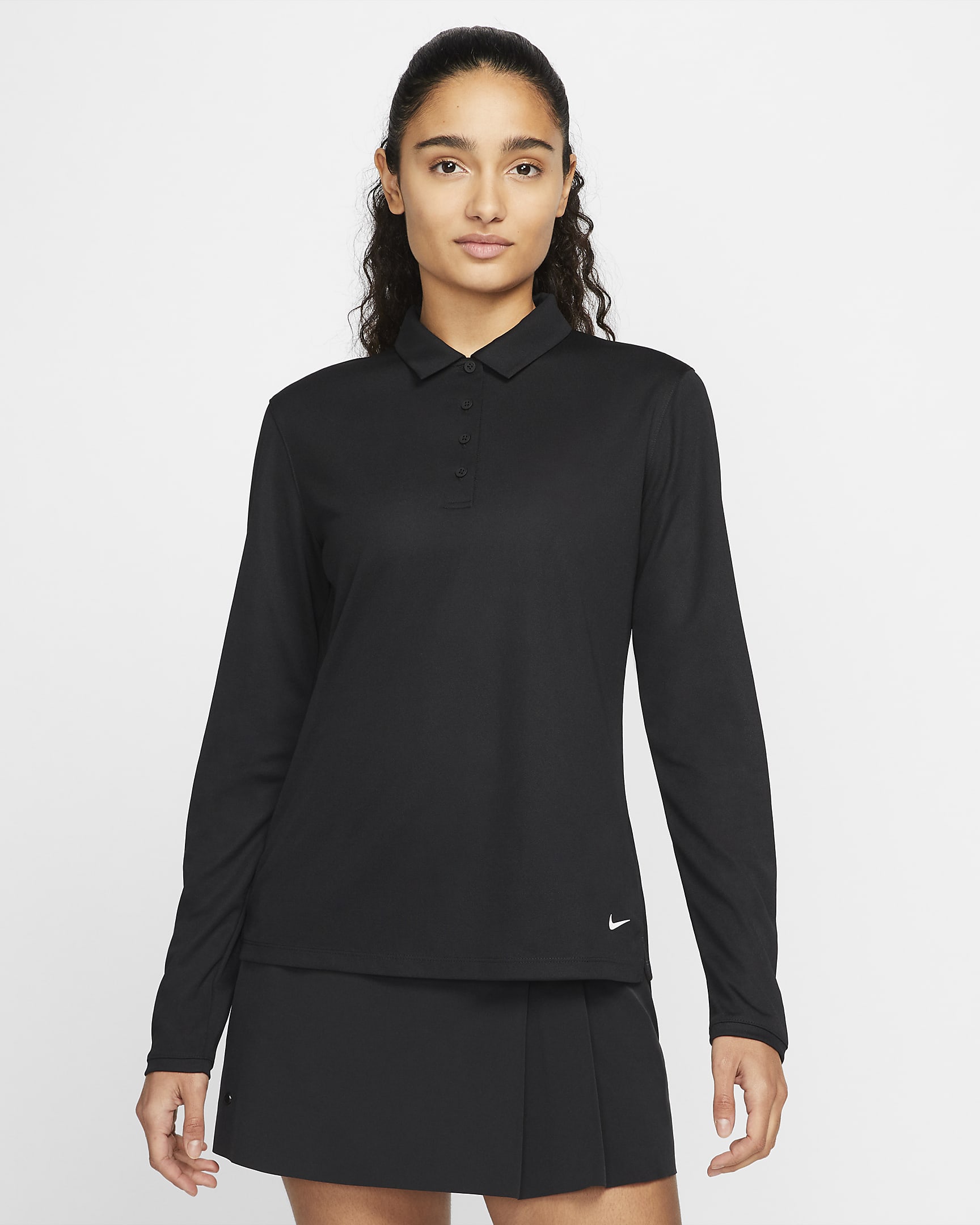 Nike Dri-FIT Victory Women's Long-Sleeve Golf Polo - Black/White