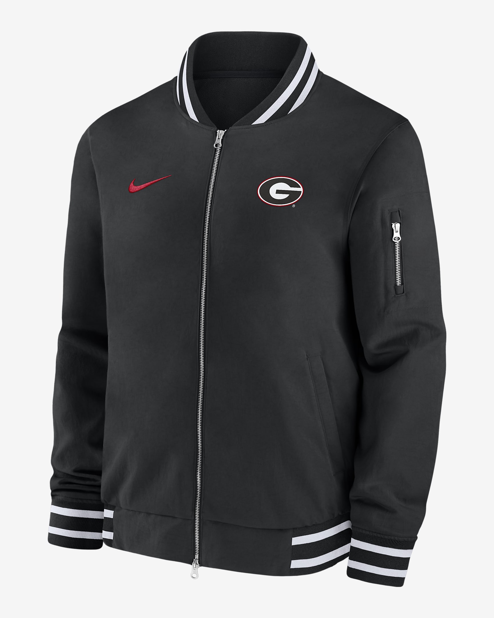 Georgia Bulldogs Sideline Men's Nike College Full-Zip Bomber Jacket - Black