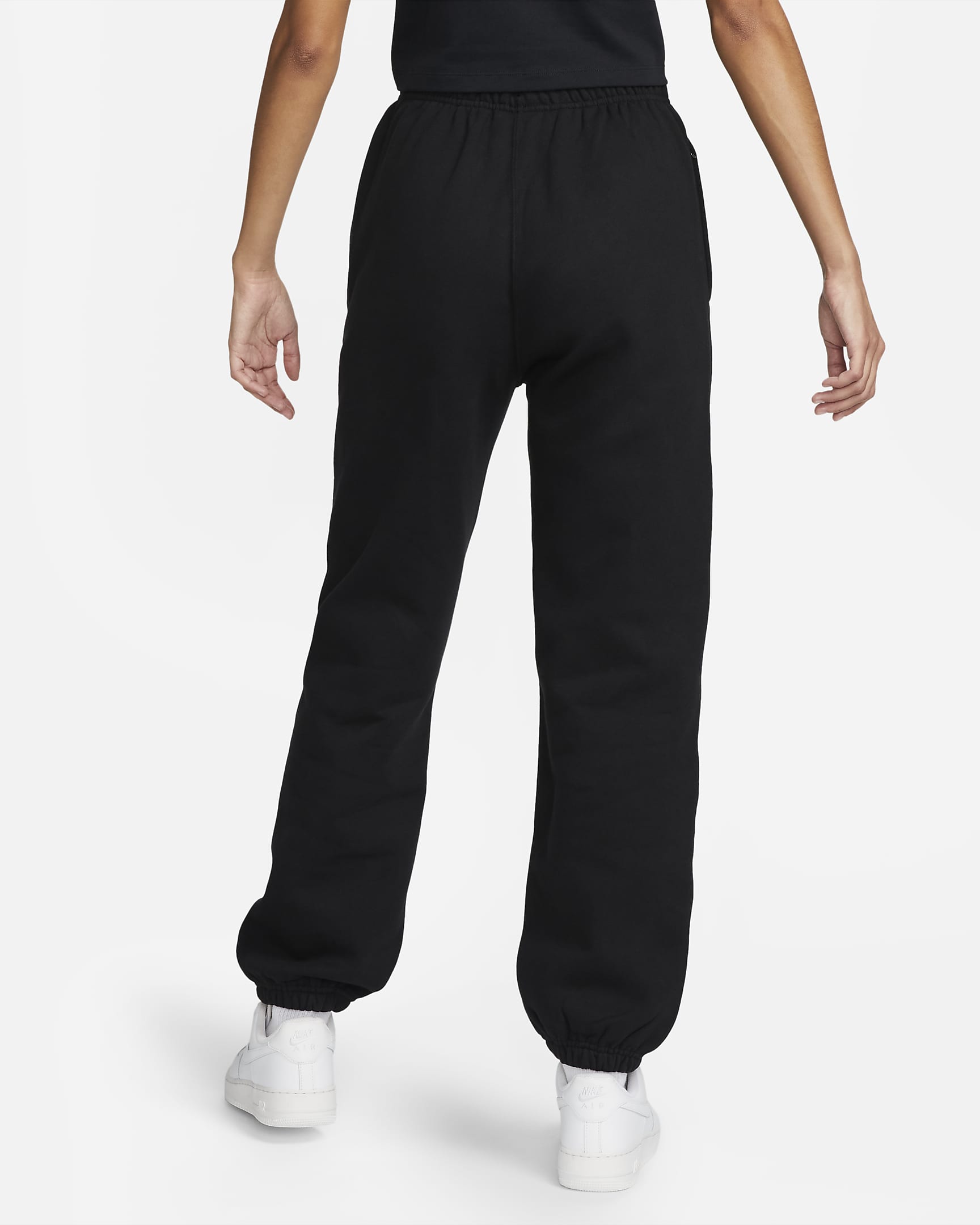 Calças de lã cardada Nike Solo Swoosh para mulher - Preto/Branco