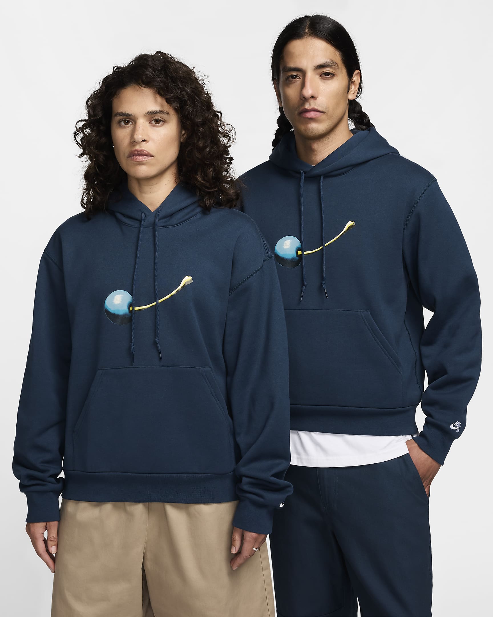 Nike SB Fleece Pullover Skate Hoodie - Armoury Navy/White