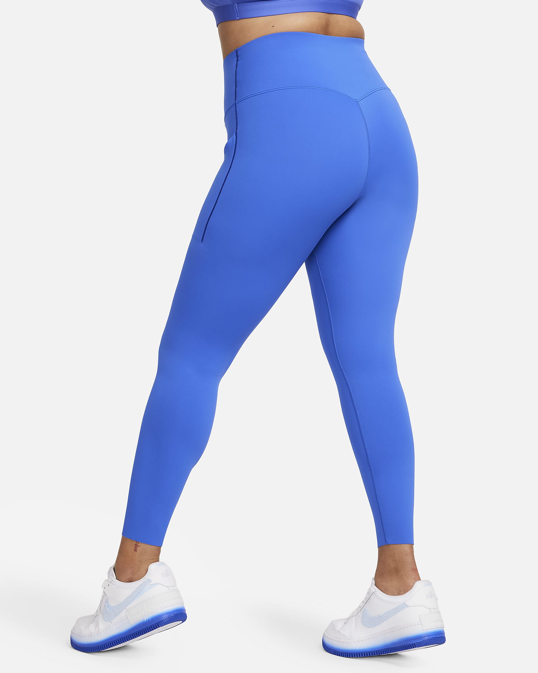 Nike Universa Women's Medium-Support High-Waisted 7/8 Leggings with Pockets - Hyper Royal/Black