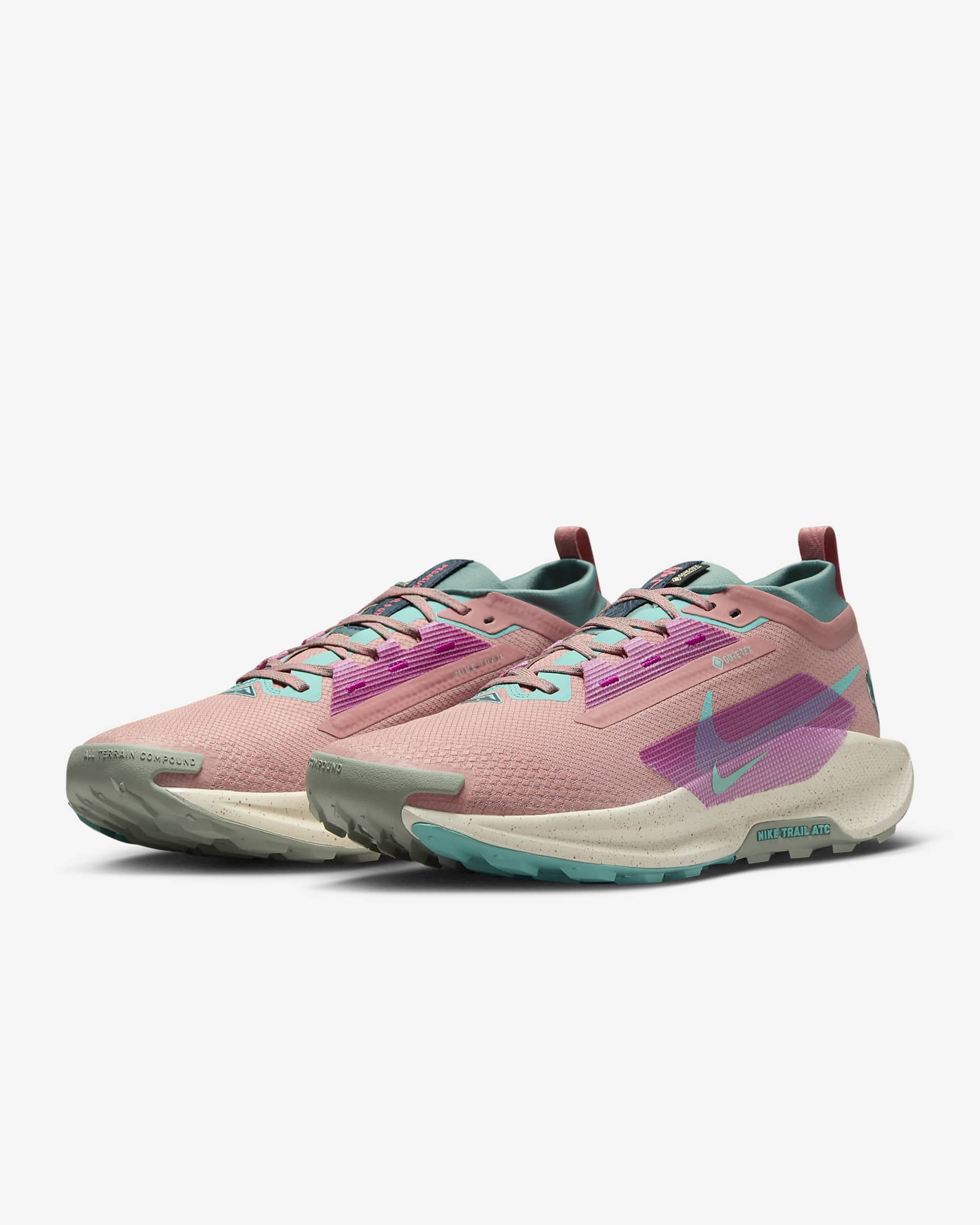 Nike Pegasus Trail 5 GORE-TEX Su Geçirmez Arazi Tipi Erkek Koşu Ayakkabısı - Red Stardust/Bicoastal/Vivid Grape/Green Frost