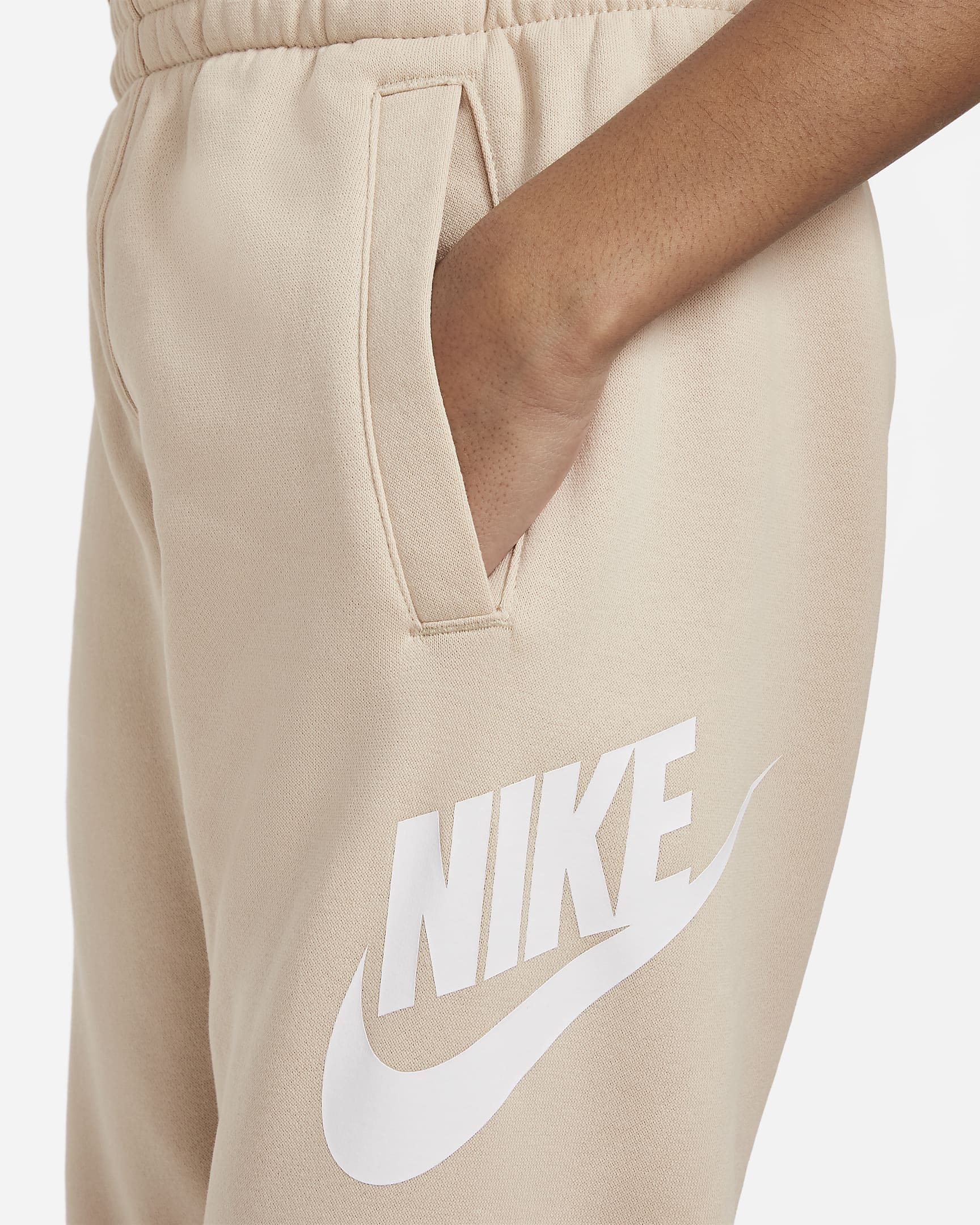 Nike Club Fleece Big Kids' Joggers - Sanddrift/White