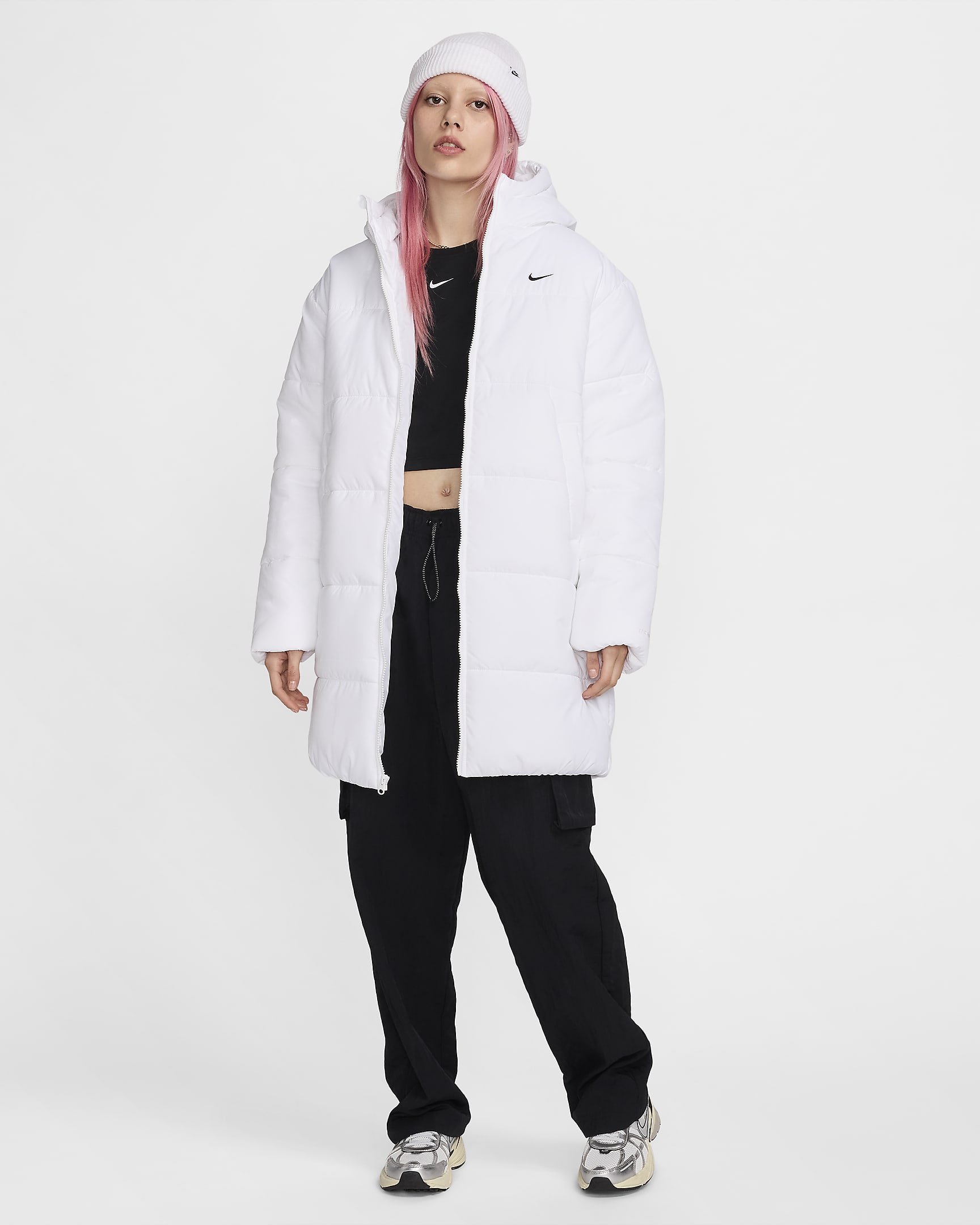 Nike Sportswear Classic Puffer Women's Therma-FIT Loose Parka - White/Black