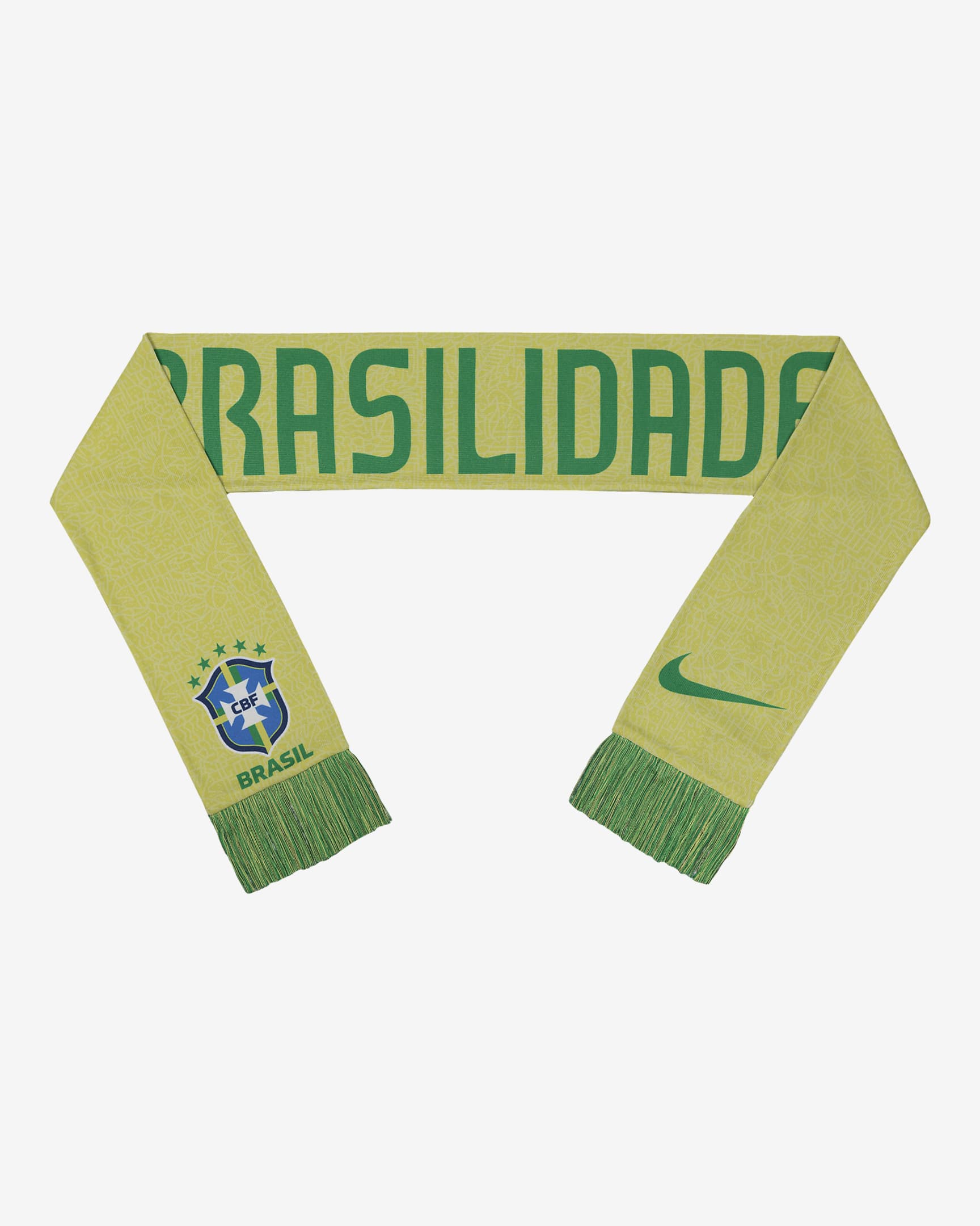 Bufanda de fútbol Brasil 2026 jacquard en acrílico 15×150 cm ligera