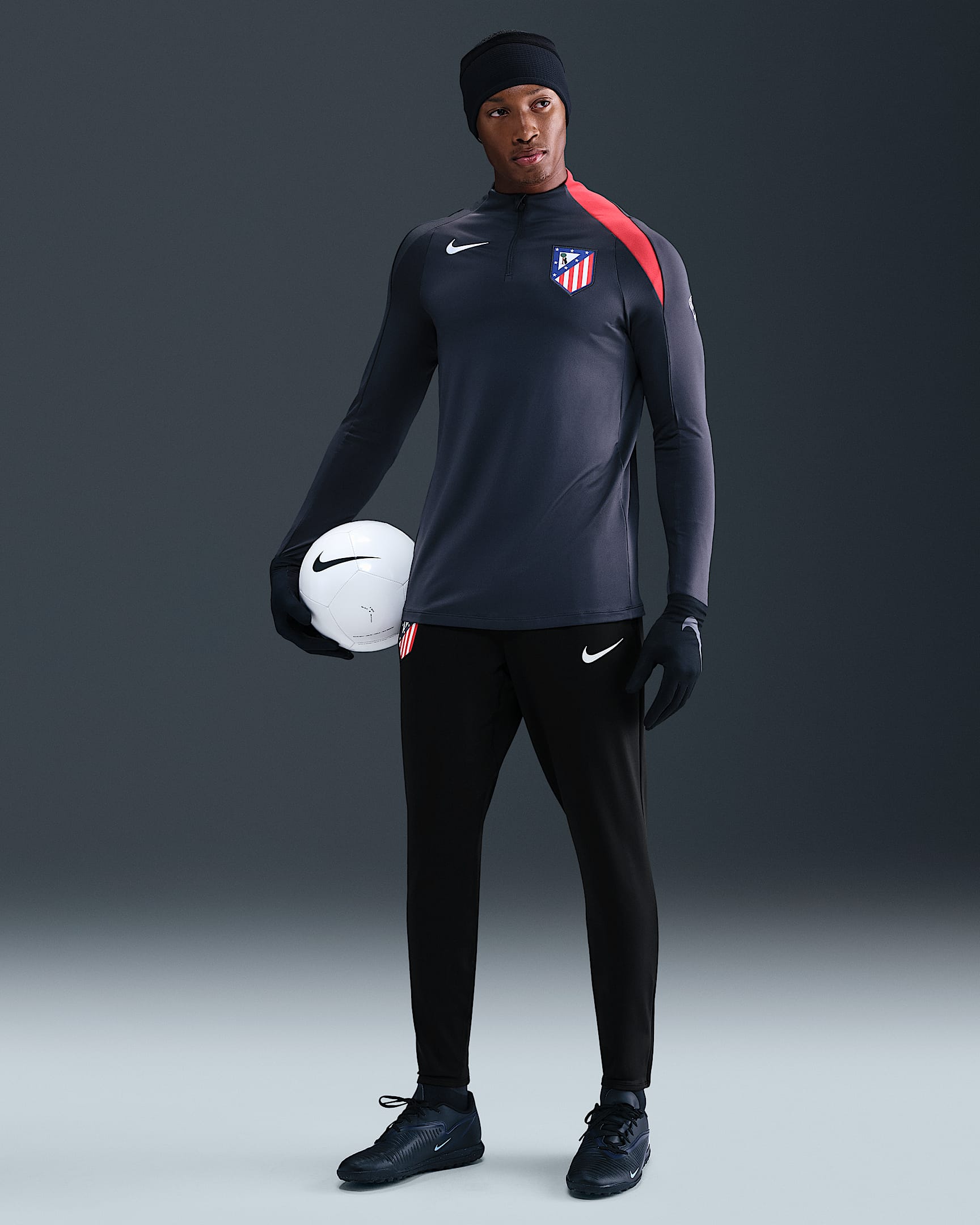 Atlético Madrid Strike Third Men's Nike Dri-FIT Total 90 Football Knit Pants - Black/Sport Red/White