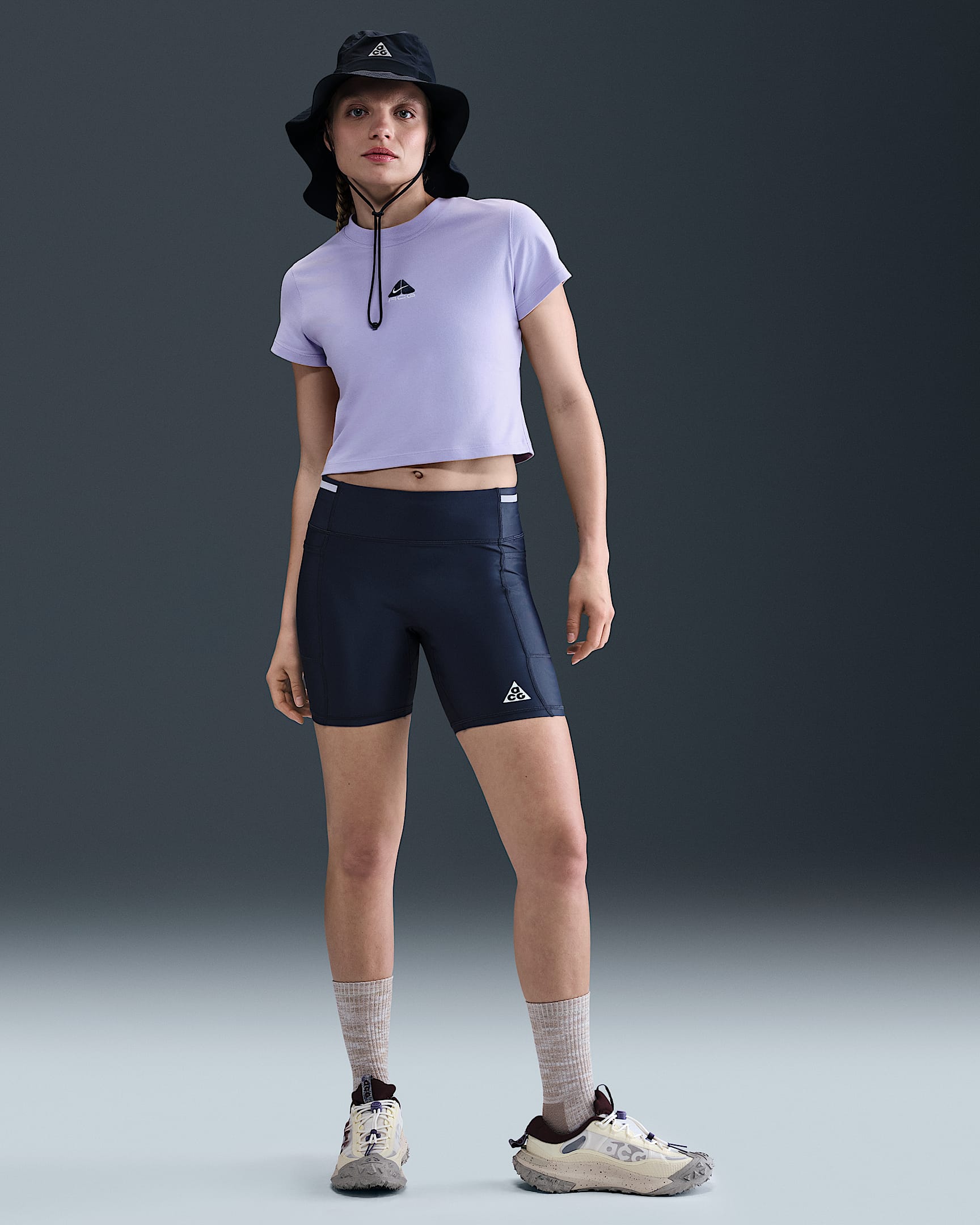 Nike ACG "Tree Frog" Women's Dri-FIT ADV Mid-Rise 6" Shorts - Thunder Blue/Hydrangeas/Summit White