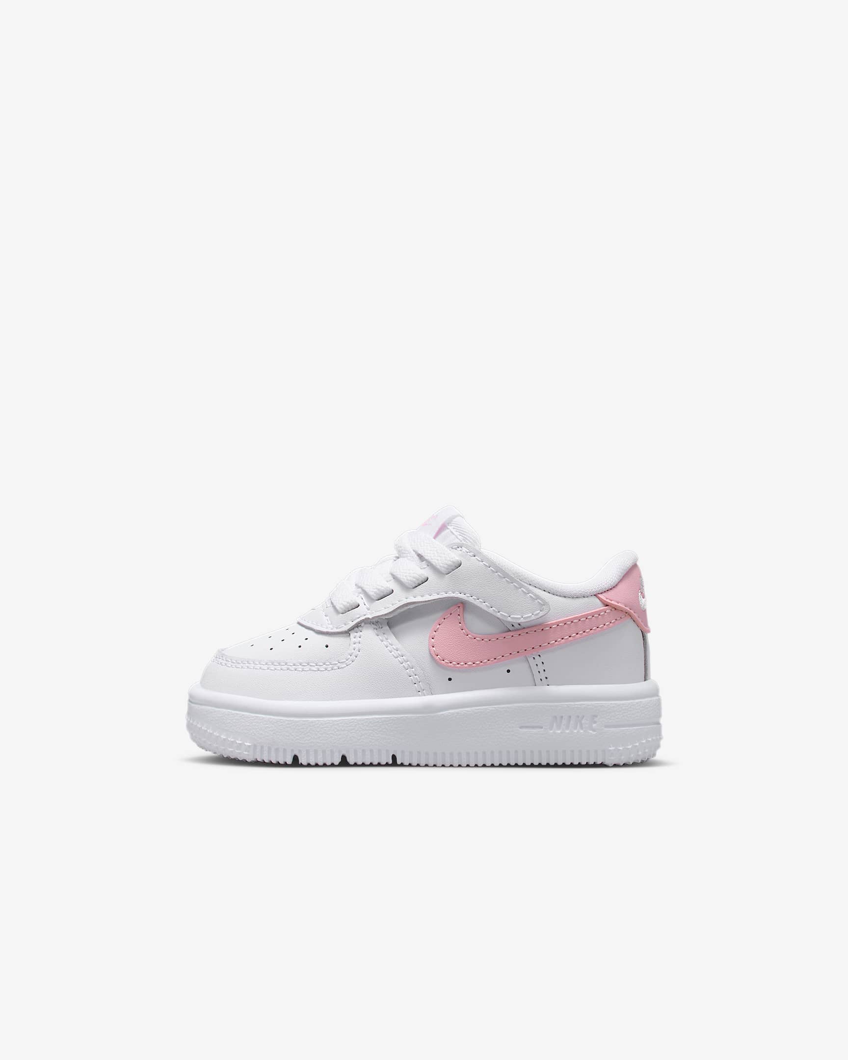 Nike Force 1 Low EasyOn Schuh (Babys/Kleinkinder) - Weiß/Weiß/Medium Soft Pink