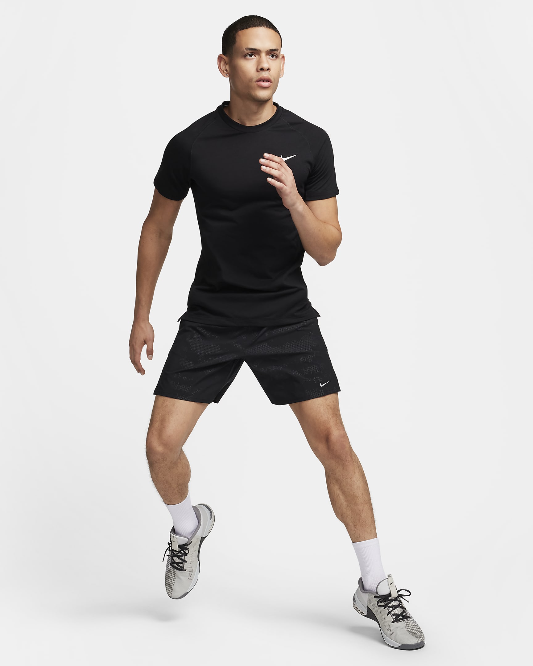 Nike Flex Rep Dri-FIT Kurzarm-Fitness-Top für Herren - Schwarz/Weiß