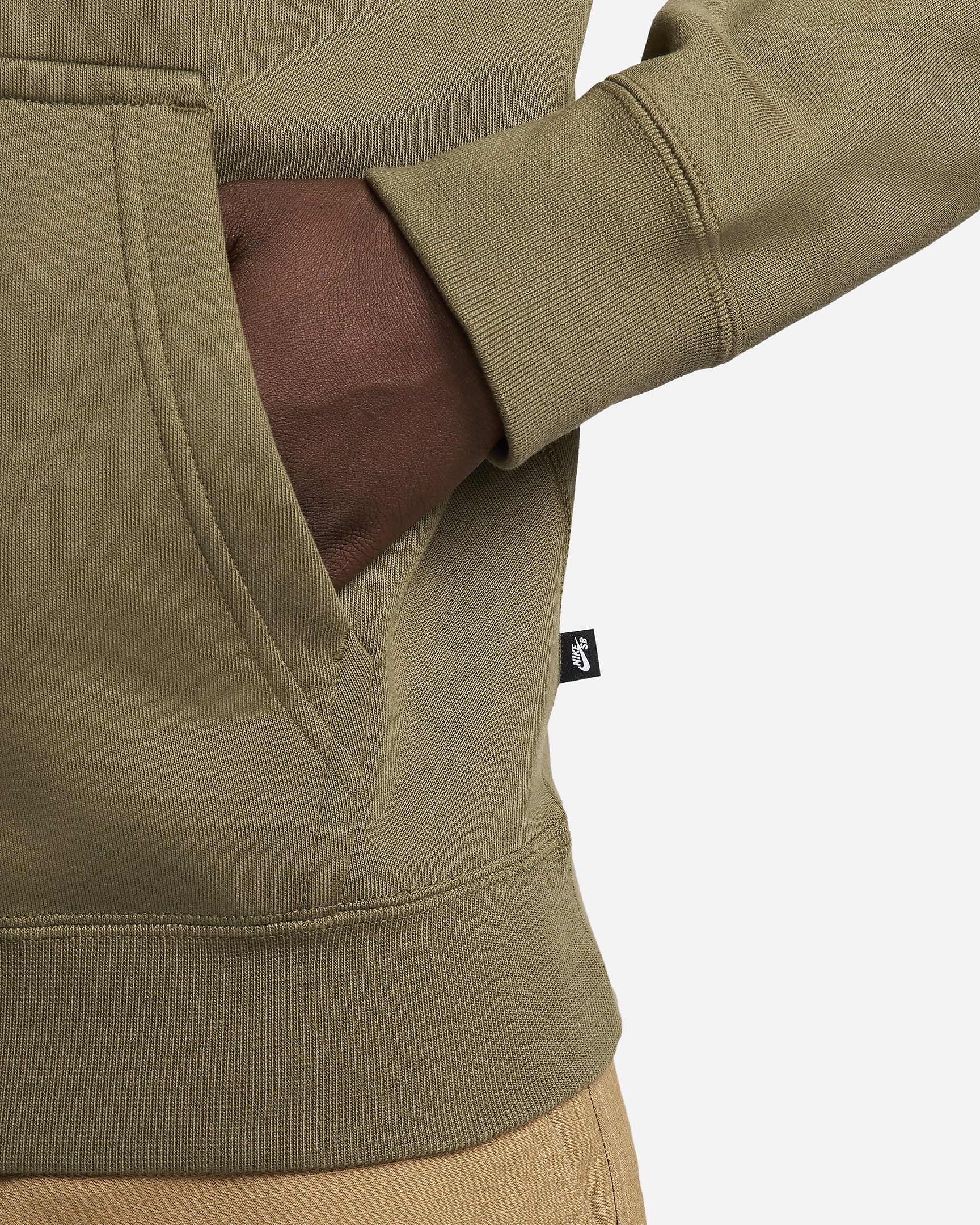 Hoodie pullover de skateboard em lã cardada Nike SB - Medium Olive