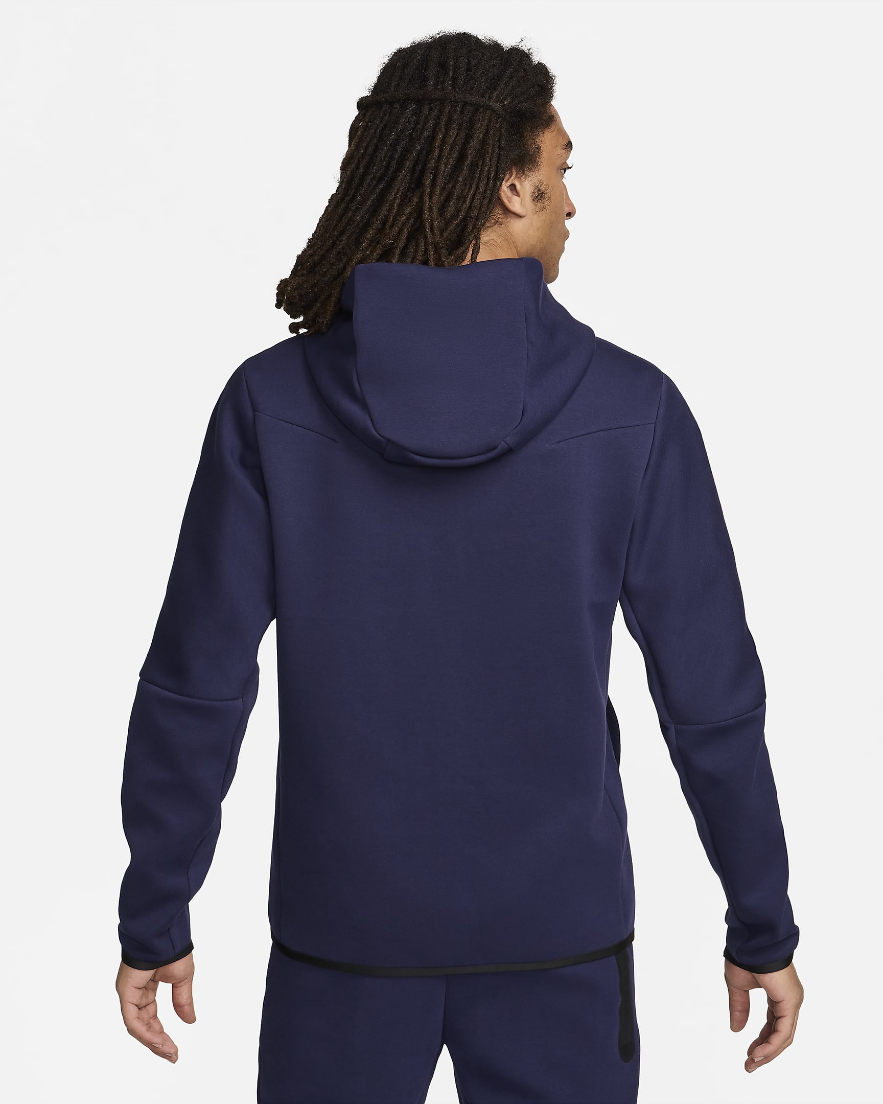 İngiltere Tech Fleece Windrunner Nike Tam Boy Fermuarlı Erkek Kapüşonlu Futbol Üstü - Purple Ink/Purple Ink/Beyaz