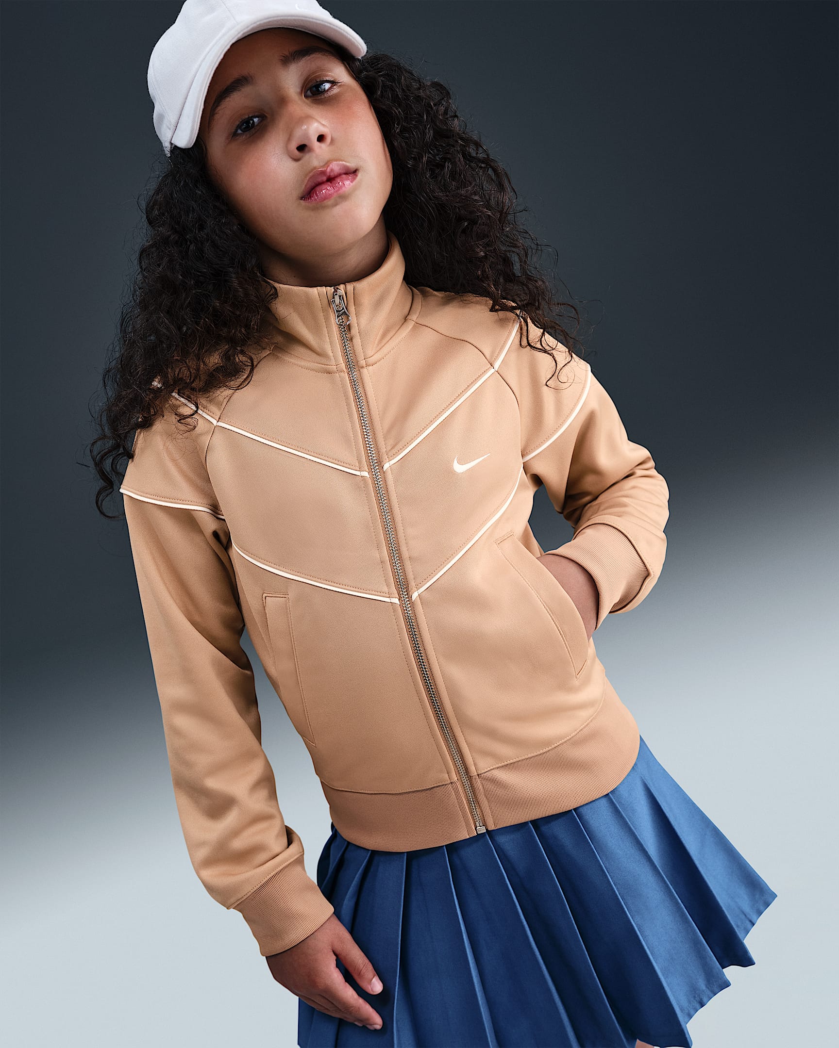 Nike Sportswear 大童 (女童) 針織田徑外套 - Hemp/Sail/Sail