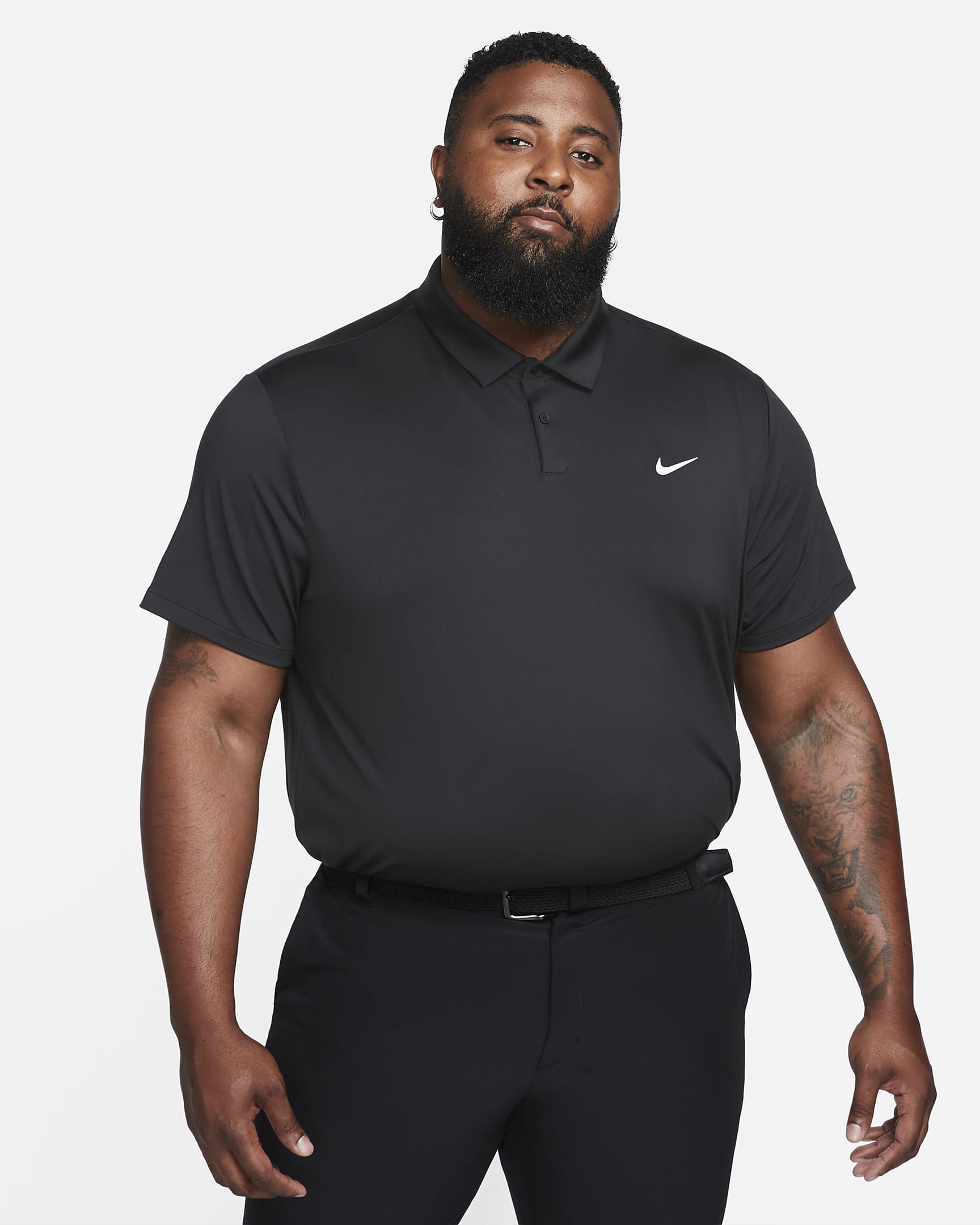 Pánská jednobarevná golfová polokošile Nike Dri-FIT Tour - Černá/Bílá