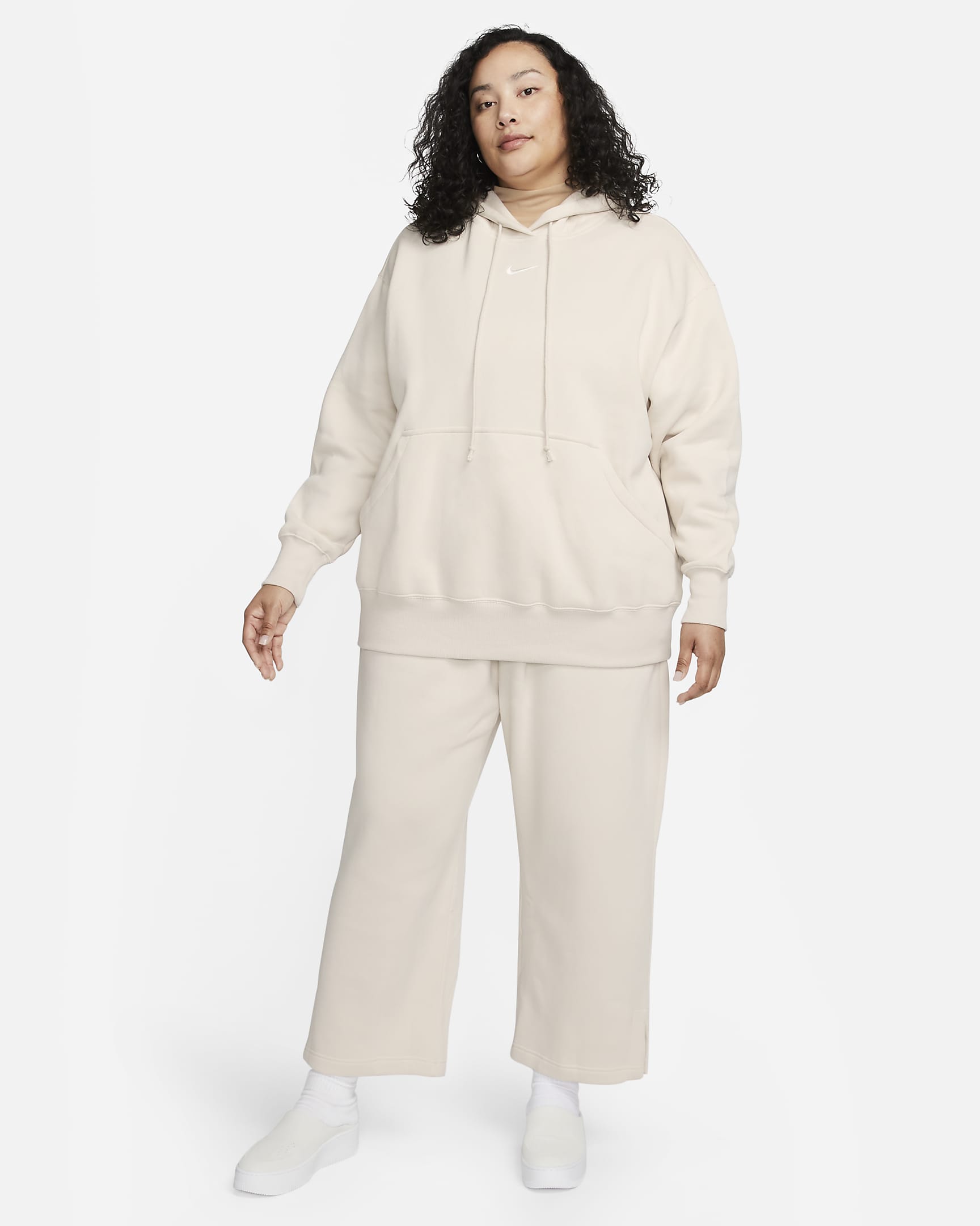 Nike Sportswear Phoenix Fleece Women's Oversized Pullover Hoodie (Plus Size) - Light Orewood Brown/Sail