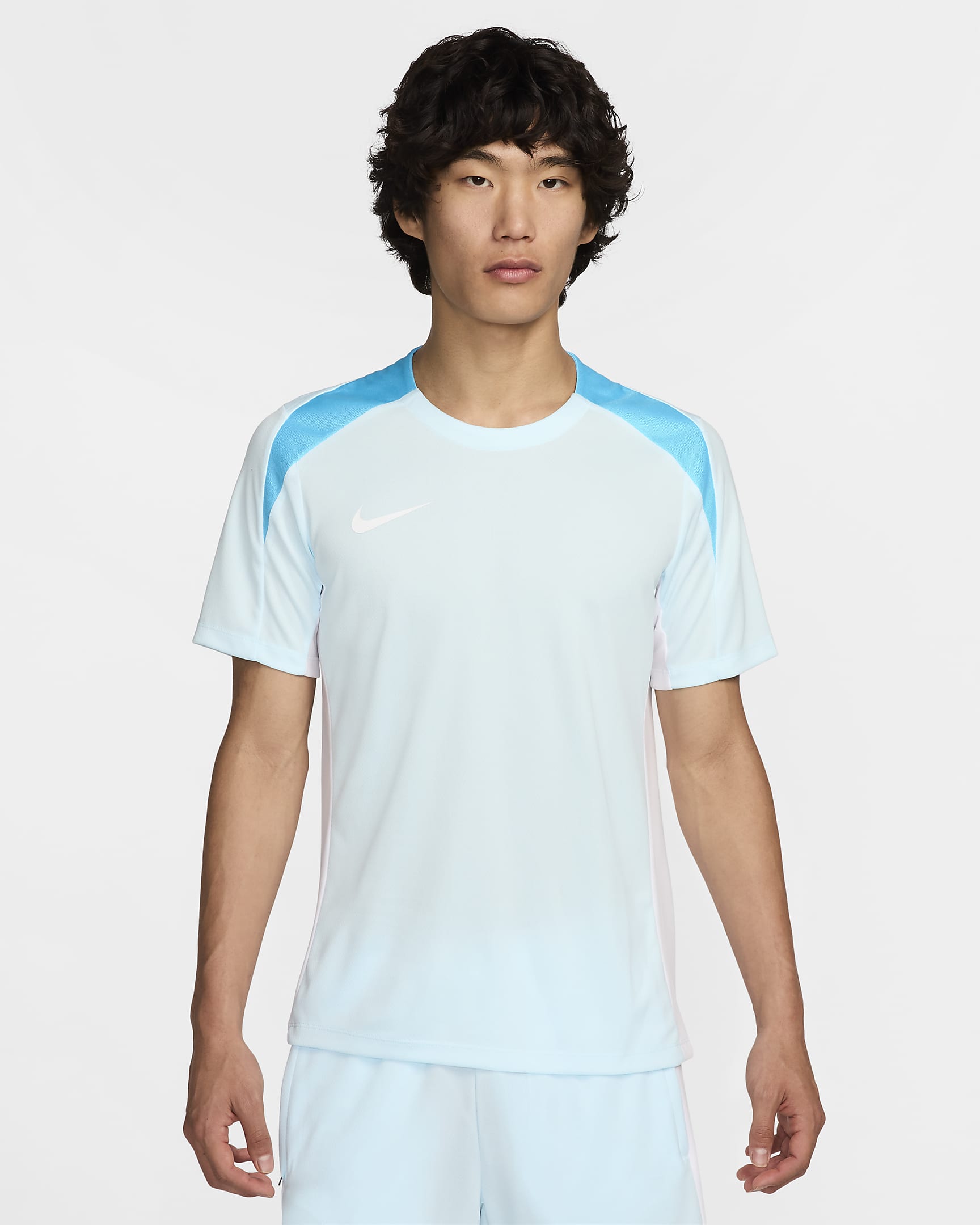 Nike Strike 男款 Dri-FIT 短袖足球上衣 - Glacier Blue/白色/Baltic Blue/白色