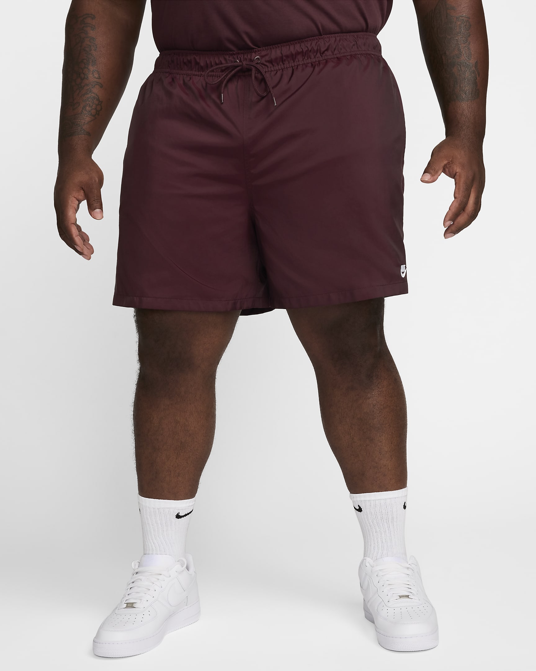 Shorts Flow in tessuto Nike Club – Uomo - Burgundy Crush/Bianco