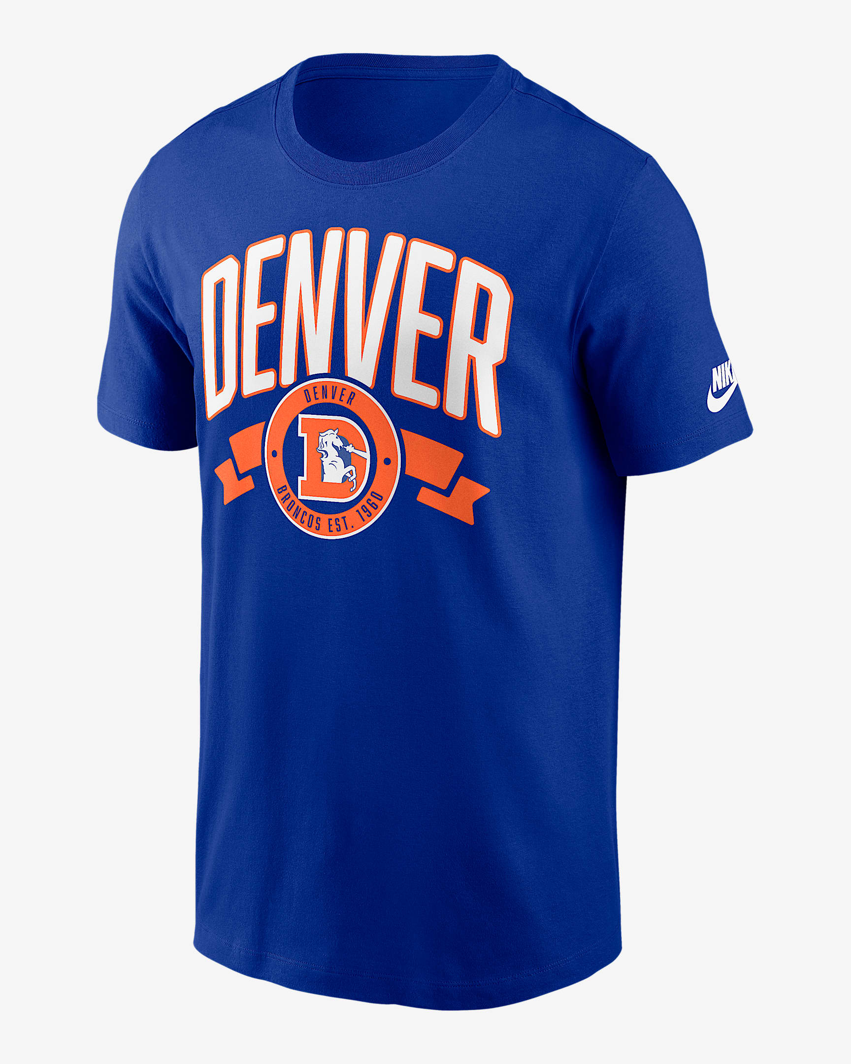 Denver Broncos Rewind Front And Back Hit Essential Men's Nike NFL T-Shirt - Royal