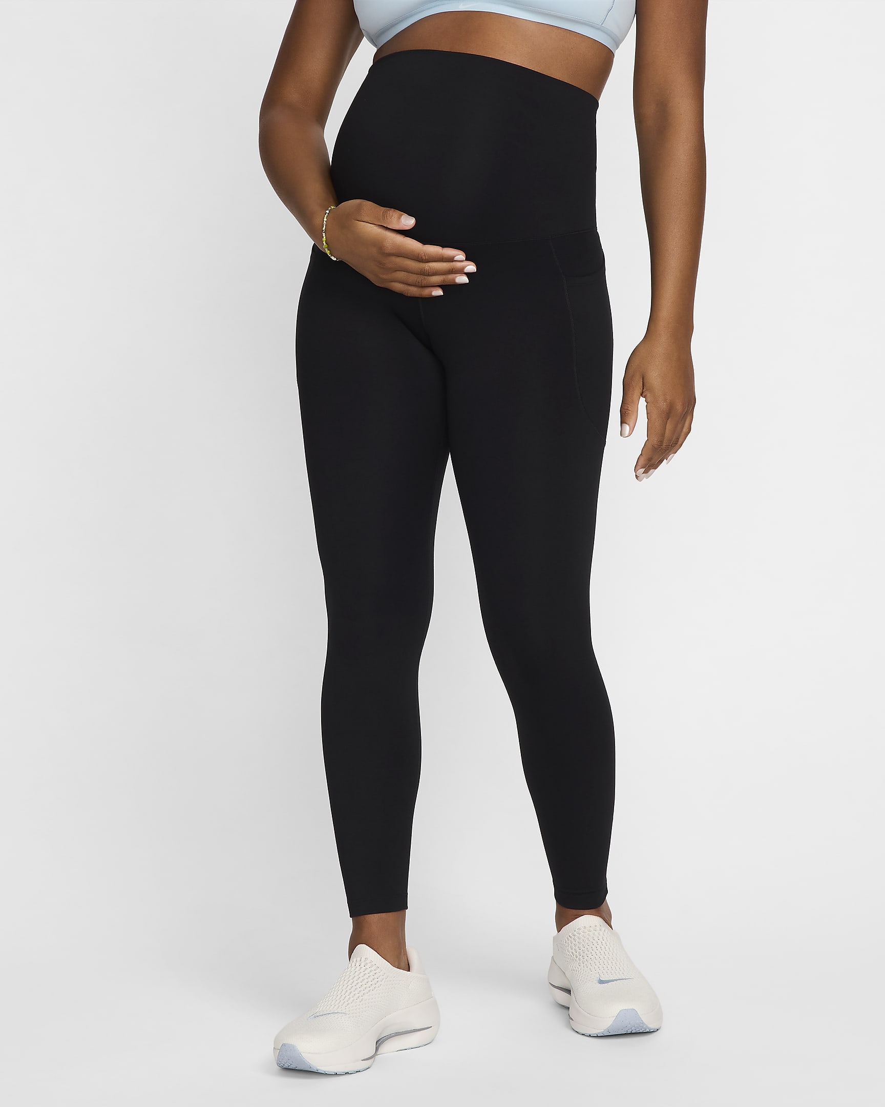 Nike (M) One Women's High-Waisted 7/8 Leggings with Pockets (Maternity) - Black